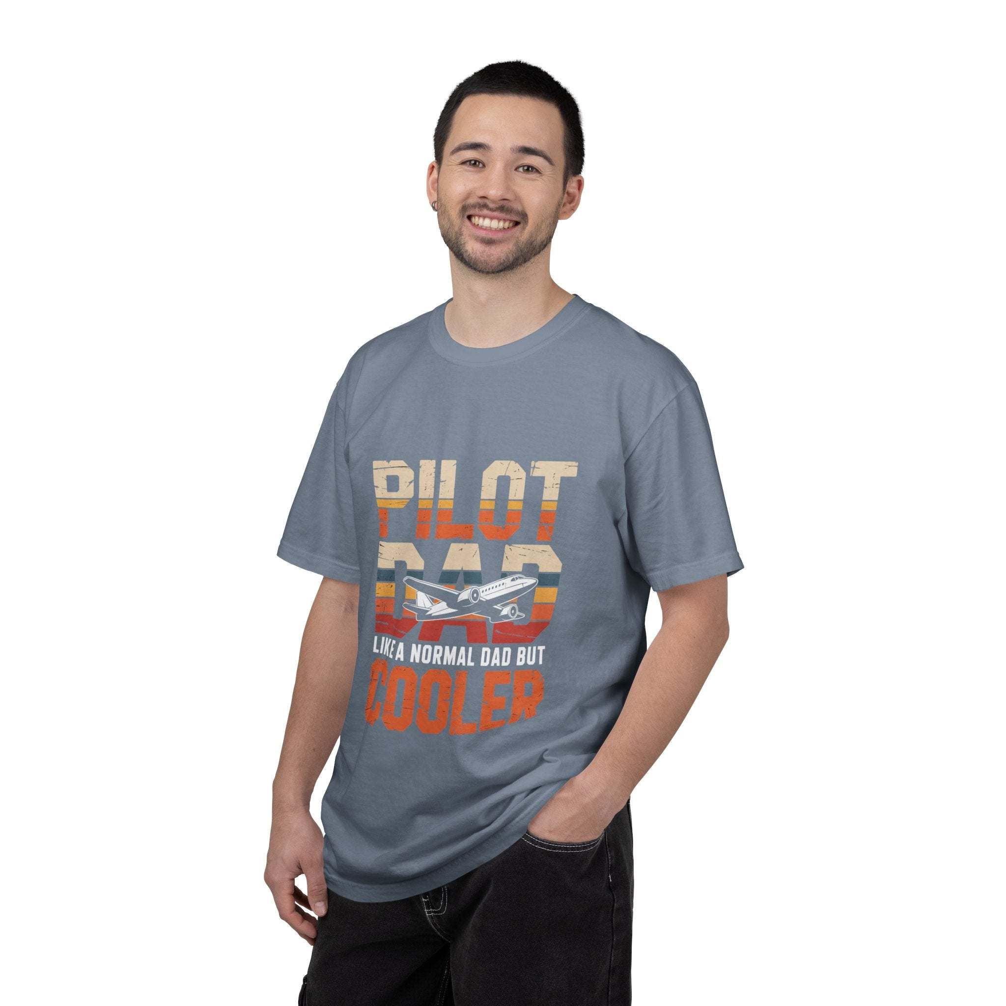 Pilot Dad Like a Normal Dad But Cooler T-shirt in vintage style on soft heavyweight cotton tee