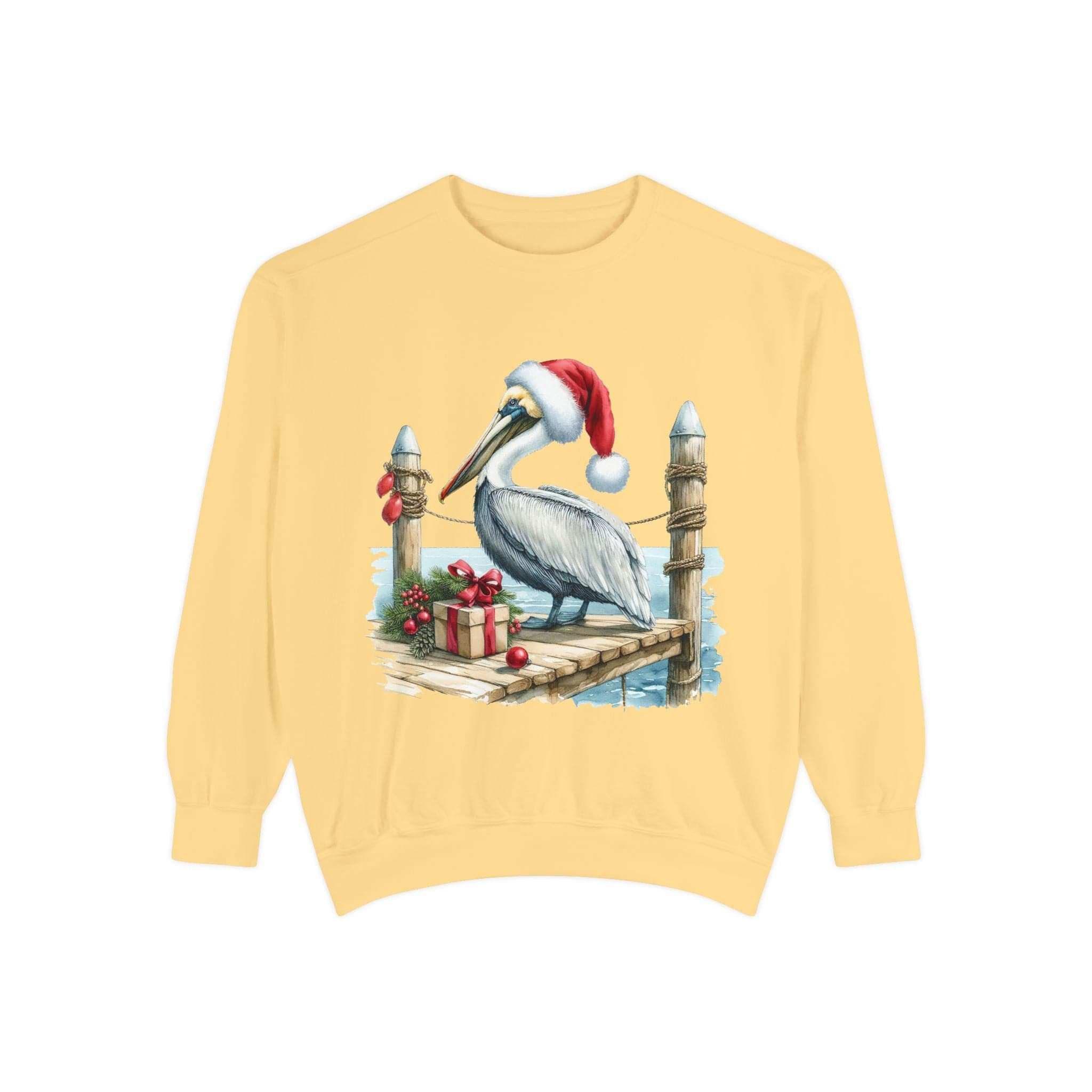 True Navy Christmas Pelican Santa sweatshirt by Printify, cozy jumper featuring festive pelican design.