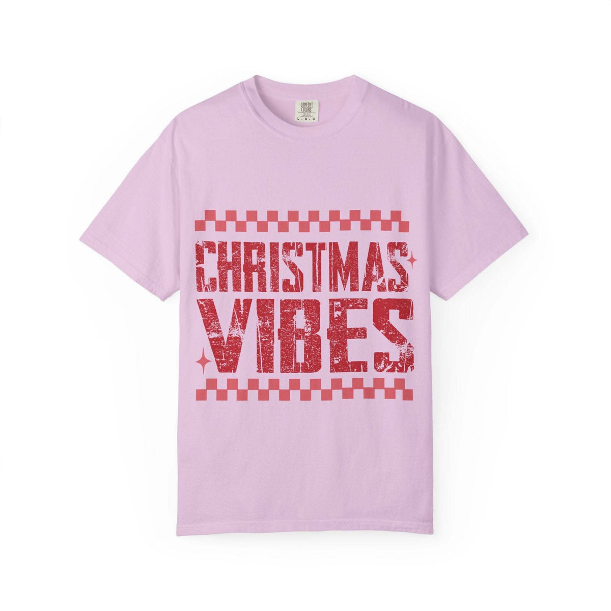 Distressed Christmas Vibes T-Shirt with soft faded holiday graphics and garment-dyed vintage look