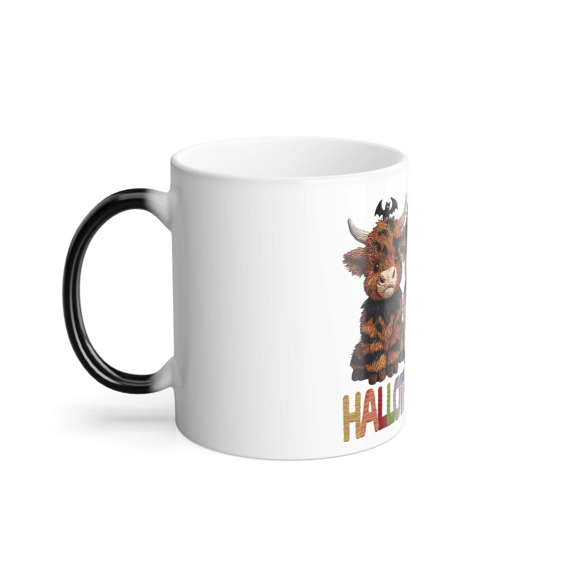 Holiday-themed color morphing mug in ceramic, revealing a surprise design when heated, by Printify.
