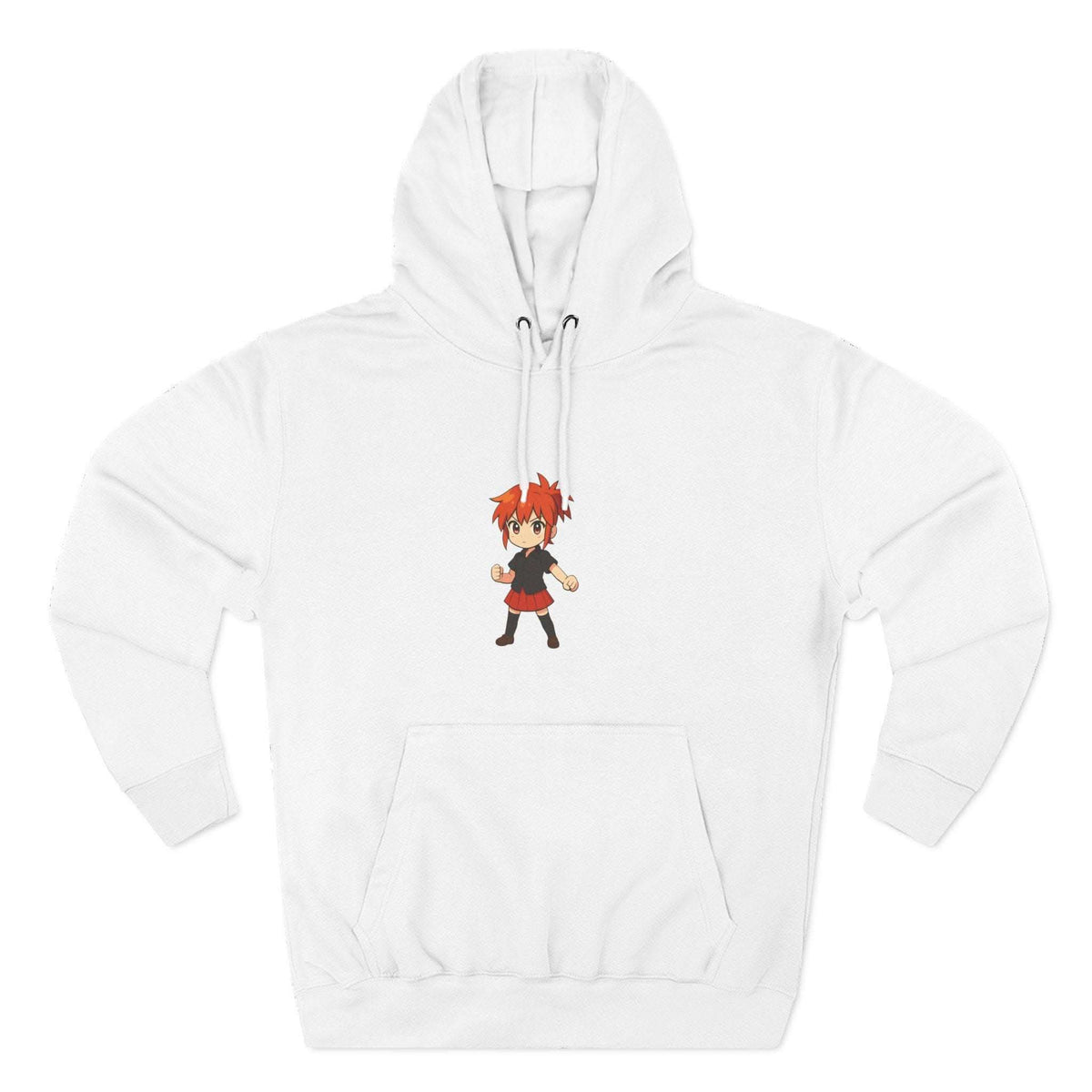 Fleece hoodie featuring vibrant anime power girl design for cozy and stylish wear