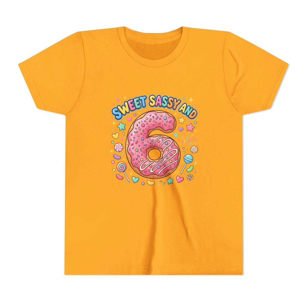 Sweet Sassy and 6 Youth Tee | Donut Number Six Birthday Shirt