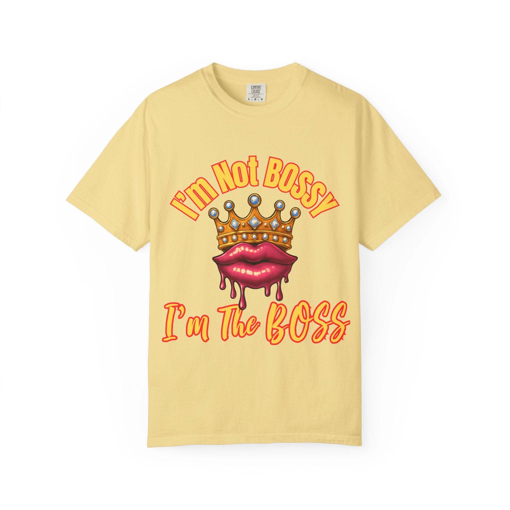 Black cotton t-shirt with crew neck, featuring 'Boss' graphic, unisex design by Printify.
