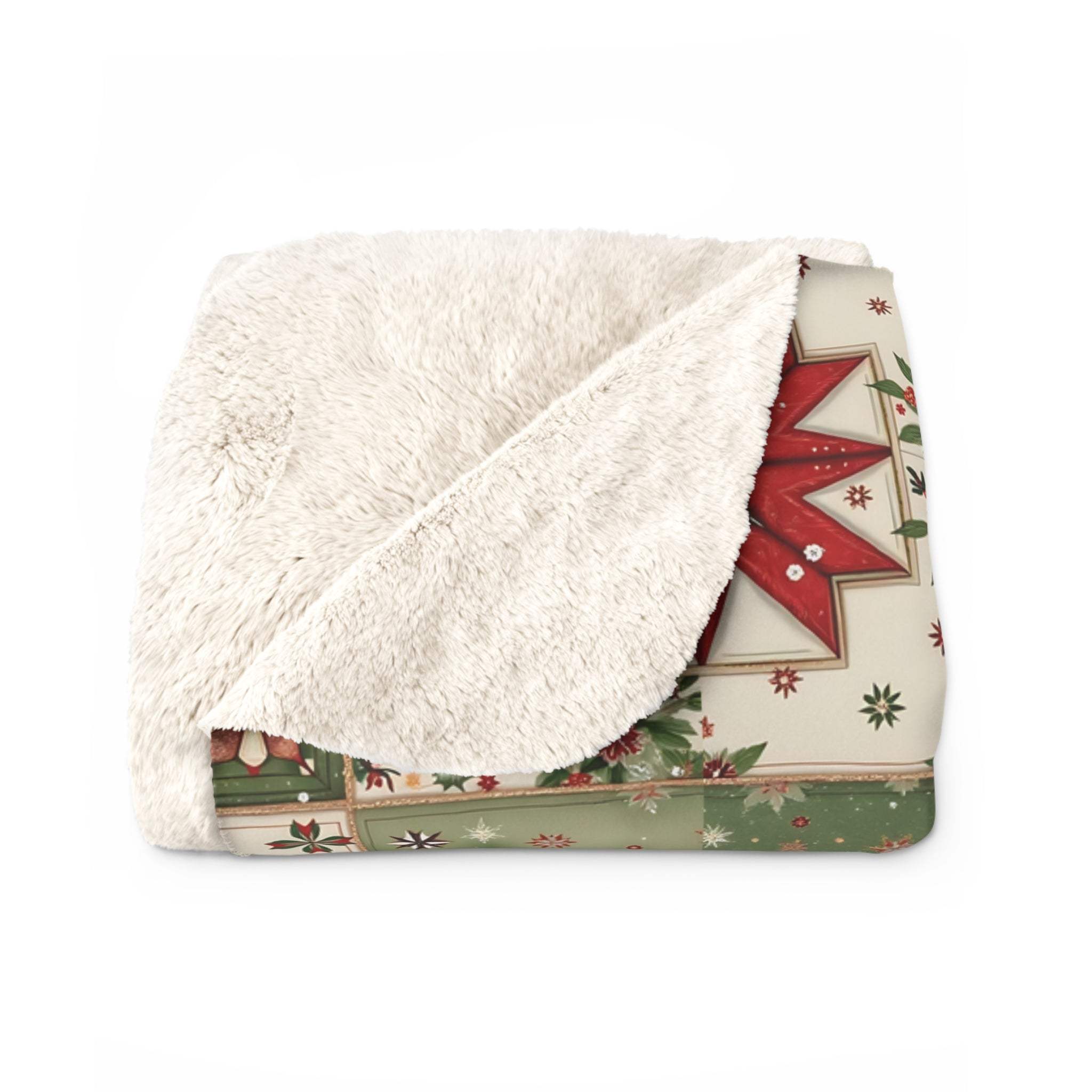 Vintage Christmas Patchwork Sherpa Blanket