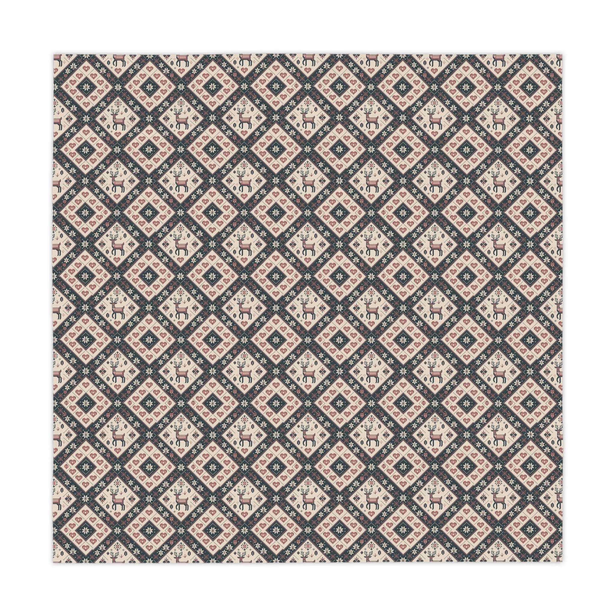 Winter Nordic Scandinavian tablecloth with traditional Scandinavian design and festive pattern in vibrant colors