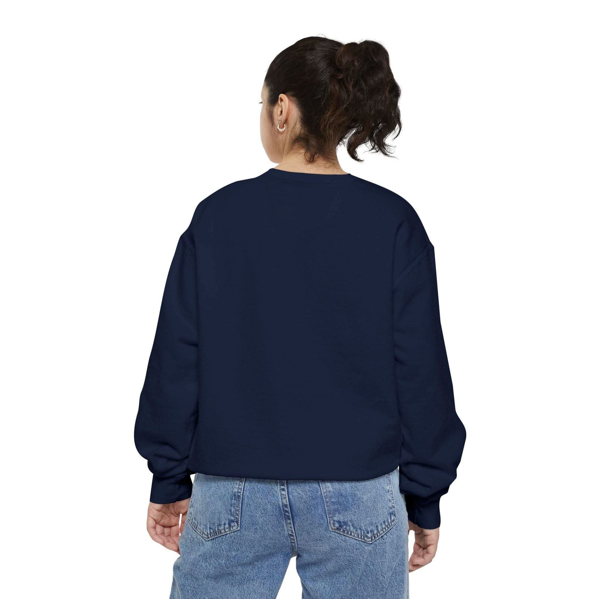 White vintage varsity Merry Christmas sweatshirt by Printify, featuring festive holiday lettering
