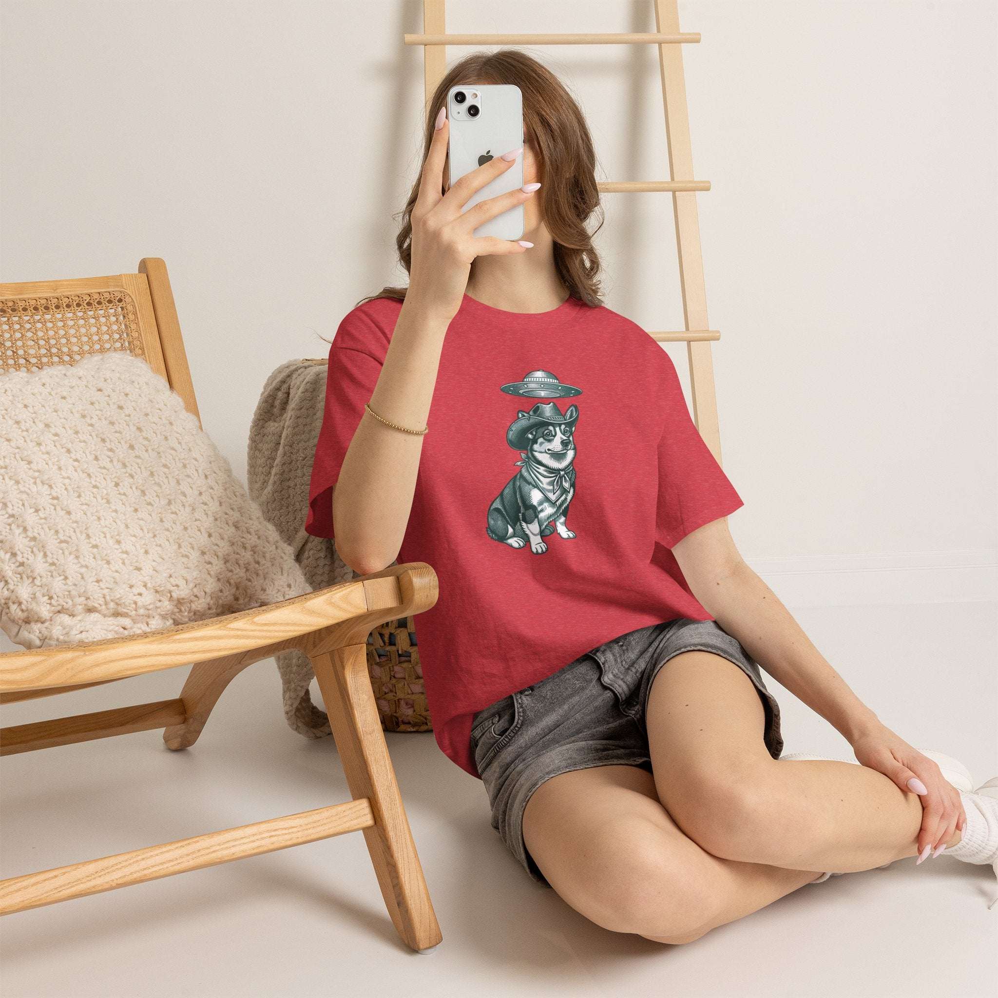 Alien Corgi Illustration Tee | UFO Dog Graphic T-Shirt
