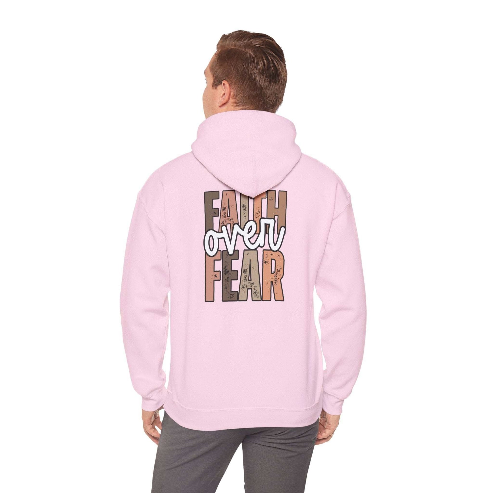 Faith Over Fear Hoodie with Walk by Faith design, cozy Christian sweatshirt