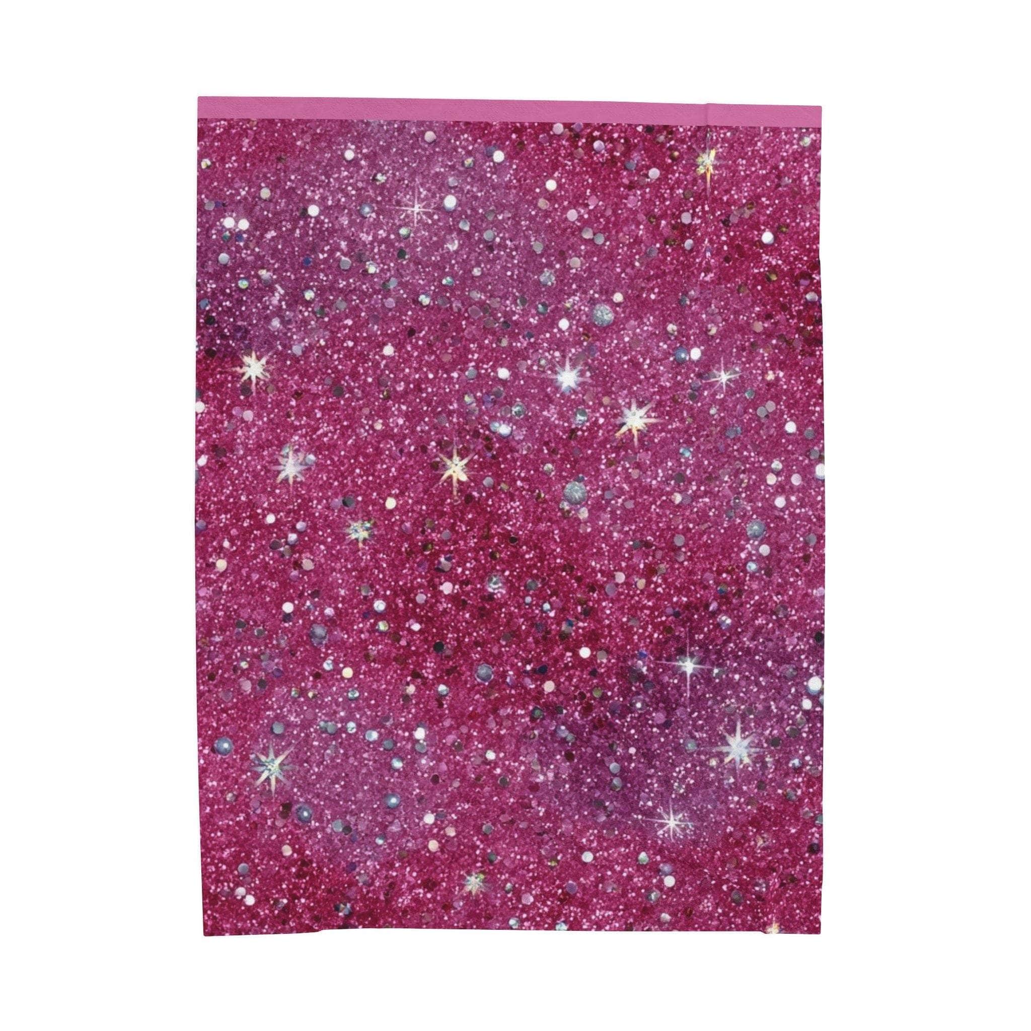 Starry pink plush blanket from Printify, featuring all-over print, perfect for cozy bedding in a girl's room.