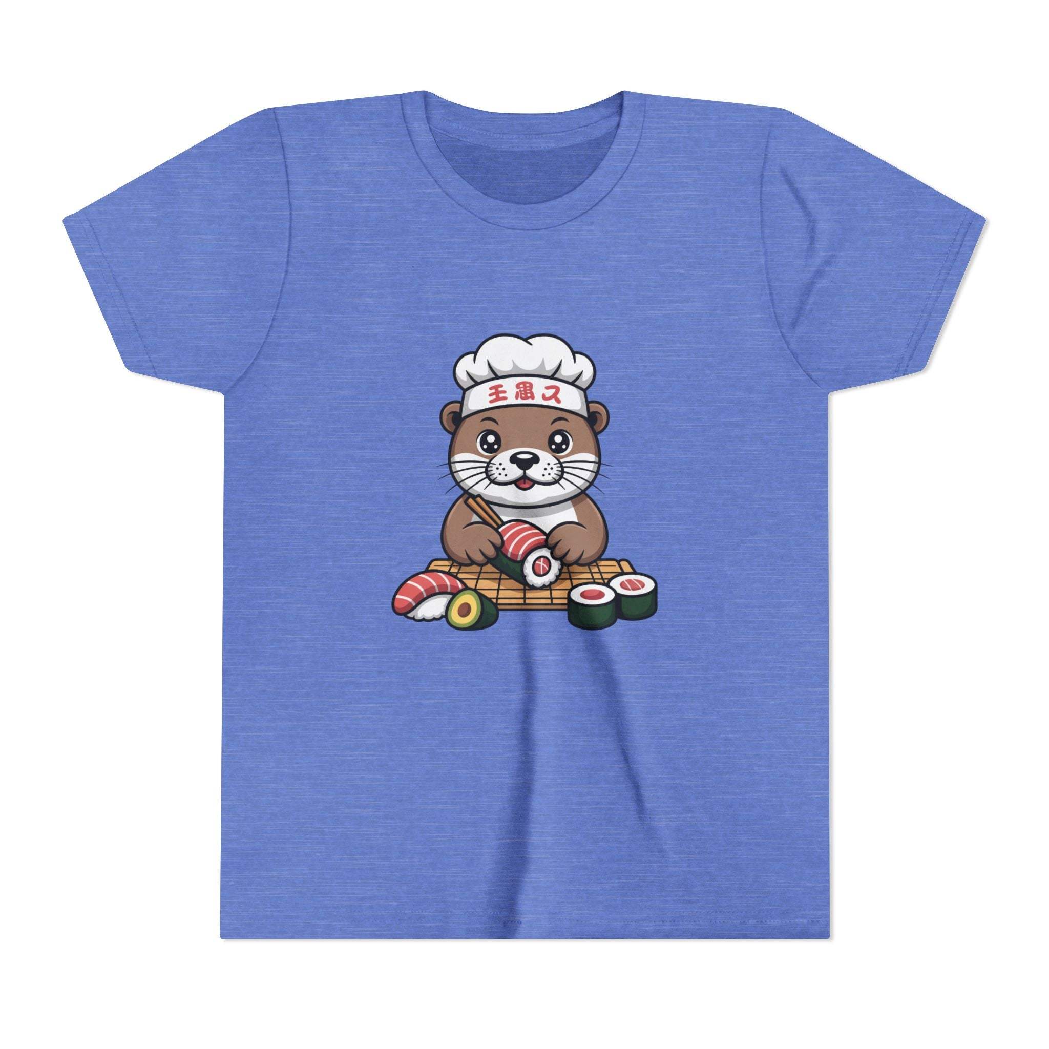 Cute otter sushi chef graphic on youth tee shirt for kids