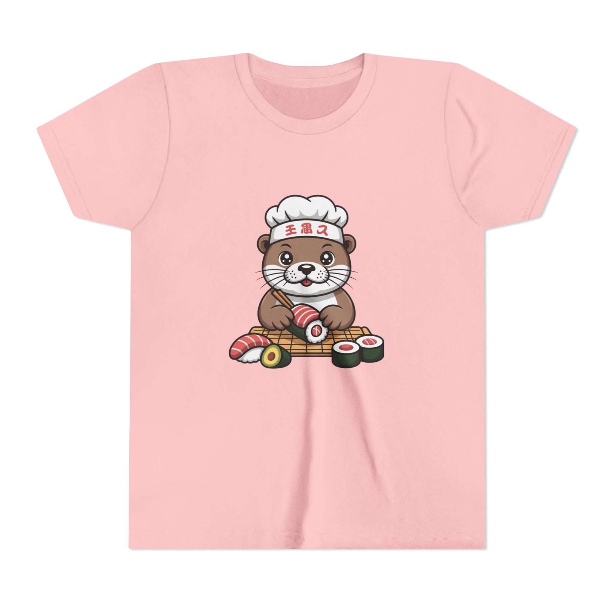 Cute otter sushi chef graphic on youth tee shirt for kids