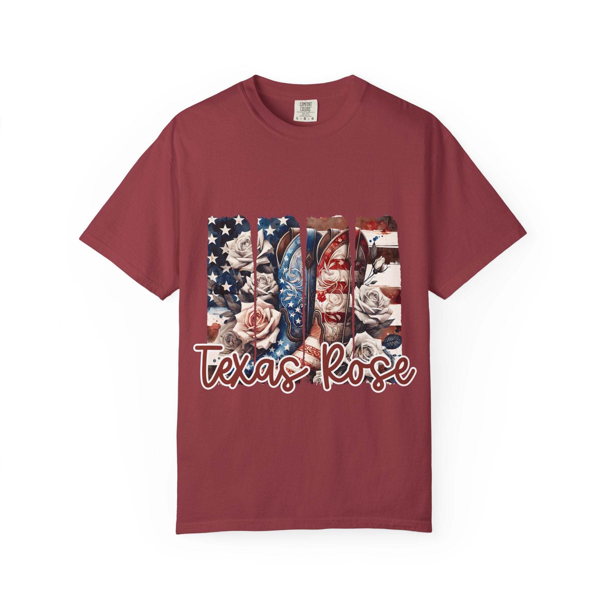 Texas Rose T-Shirt with faded hue and relaxed fit inspired by Texas wild rose