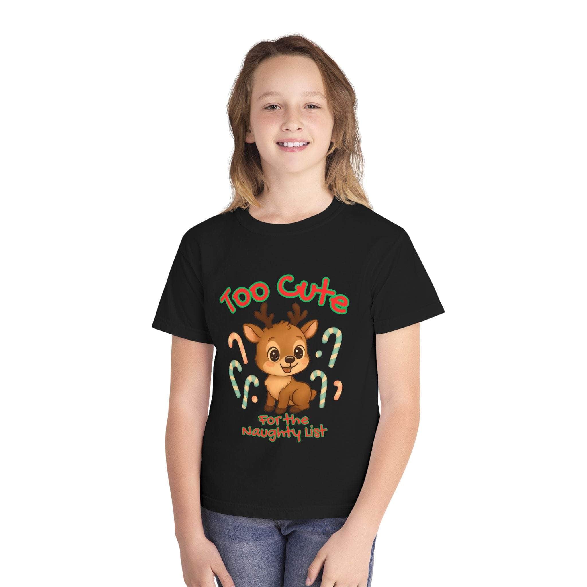 Youth Tee - Too Cute for the Naughty List Christmas Design