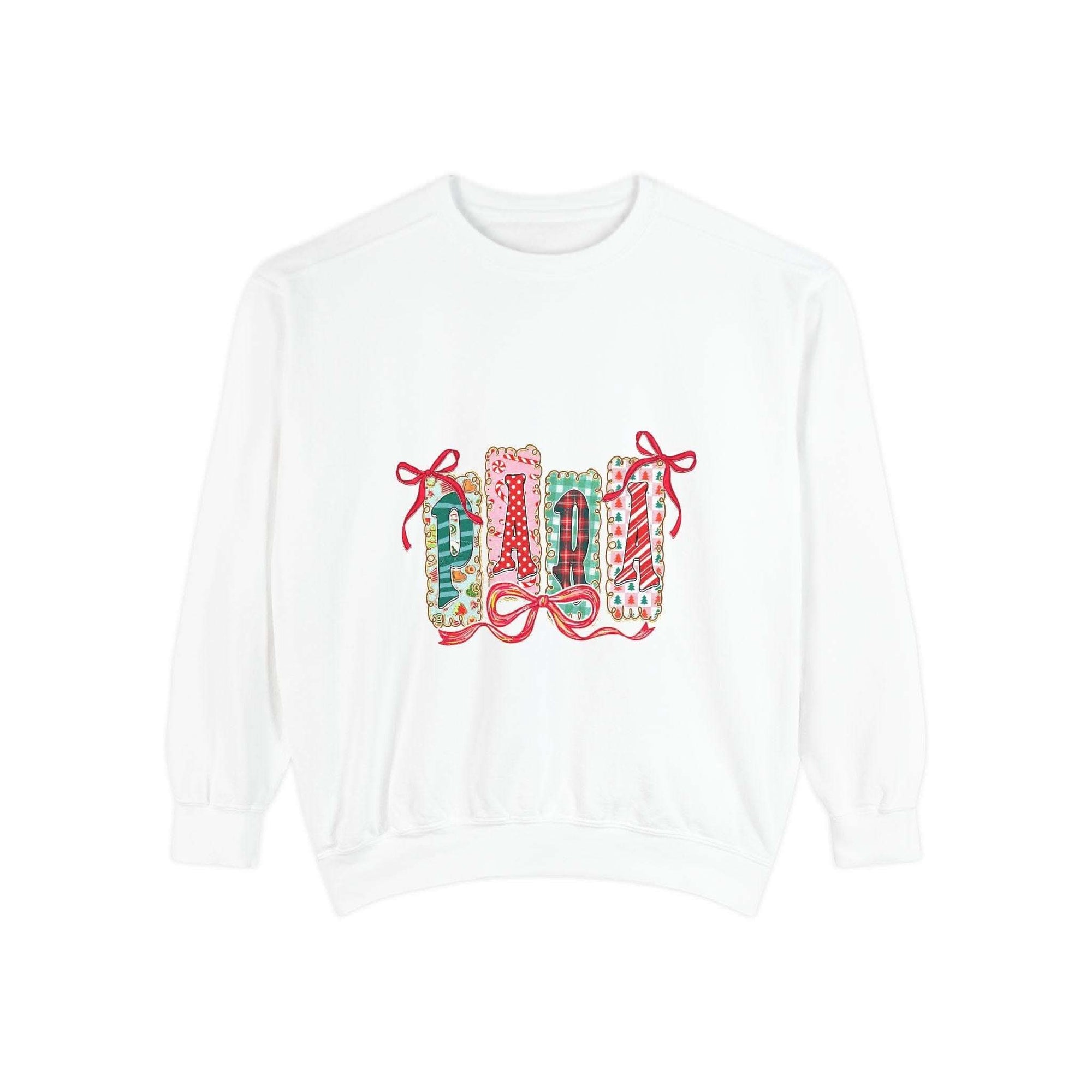 Butter yellow sweatshirt with Christmas design, cozy fit, by Printify, ideal for holiday gifts.
