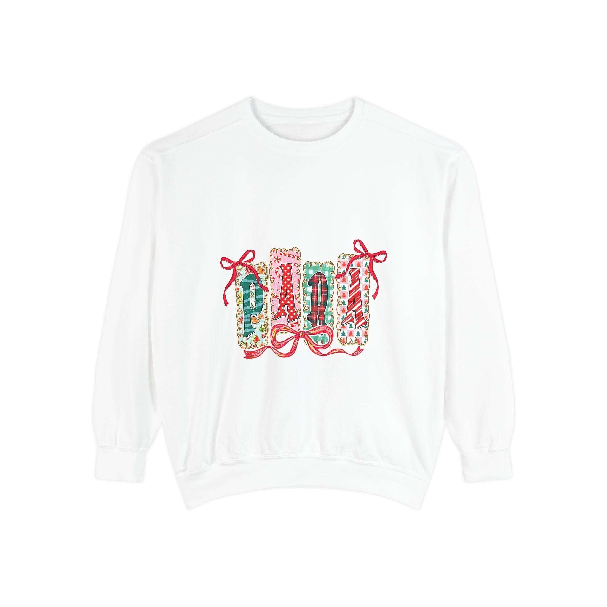 Butter yellow sweatshirt with Christmas design, cozy fit, by Printify, ideal for holiday gifts.
