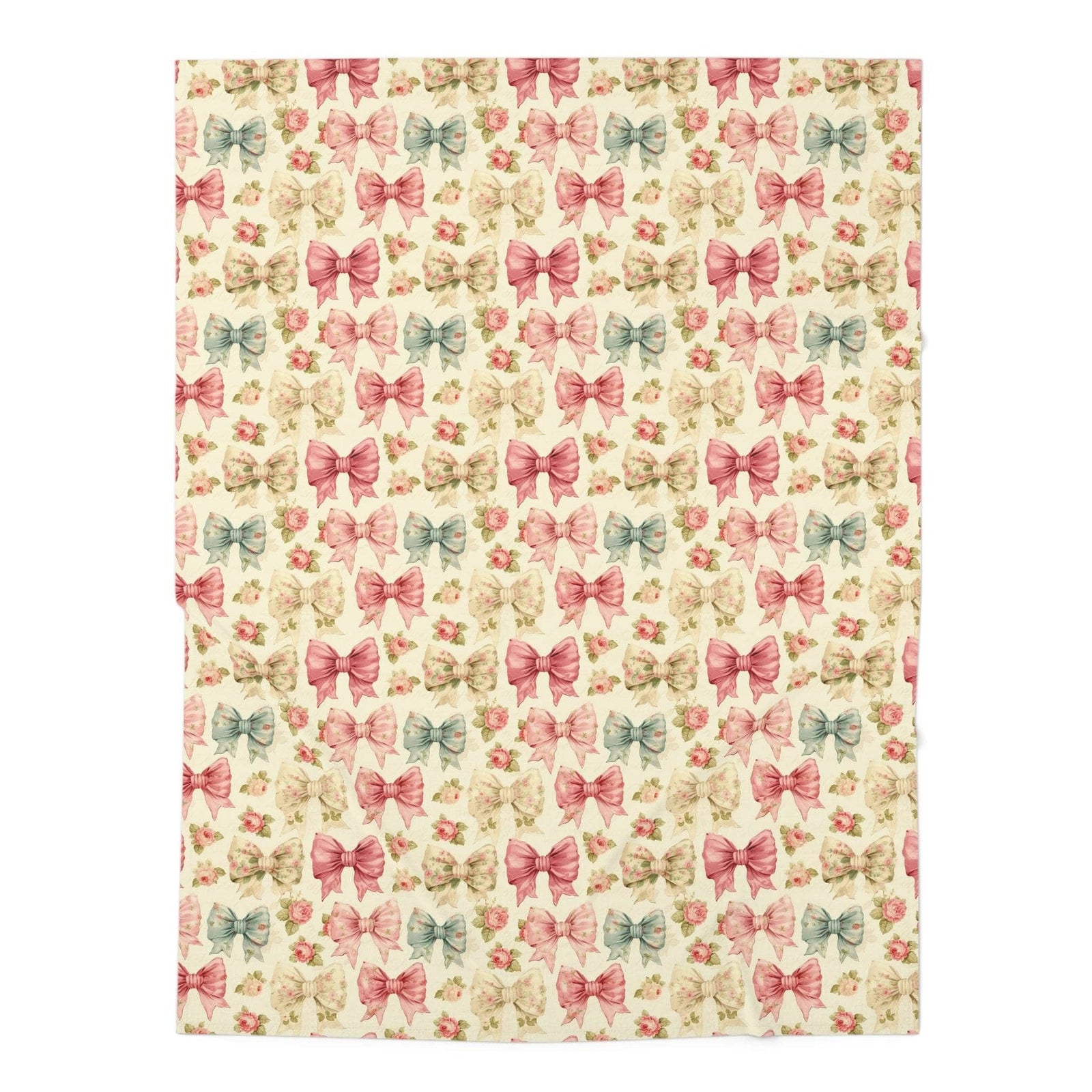 Floral Coquette Bows design soft breathable swaddle blanket for newborn babies