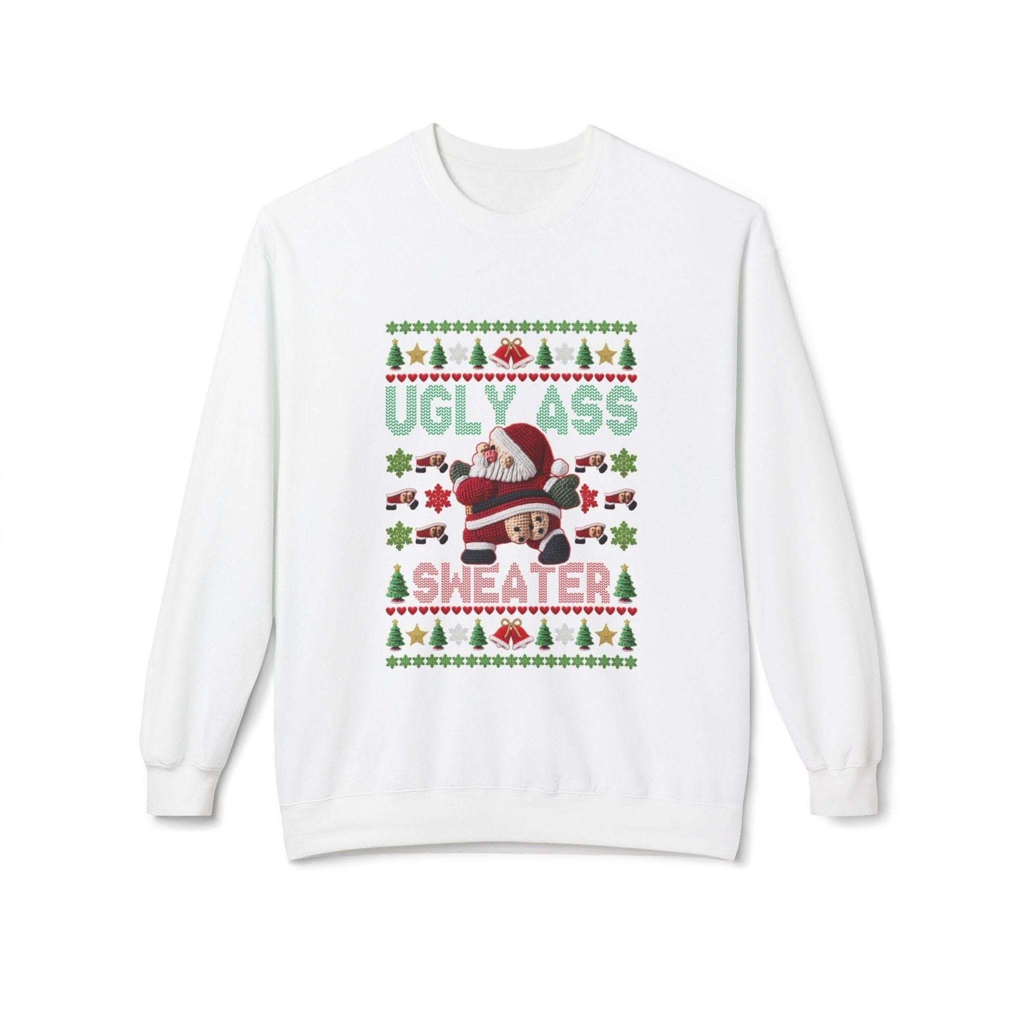 Charcoal Ugly Ass Christmas sweatshirt by Printify, featuring humorous festive design, perfect for holiday wear.