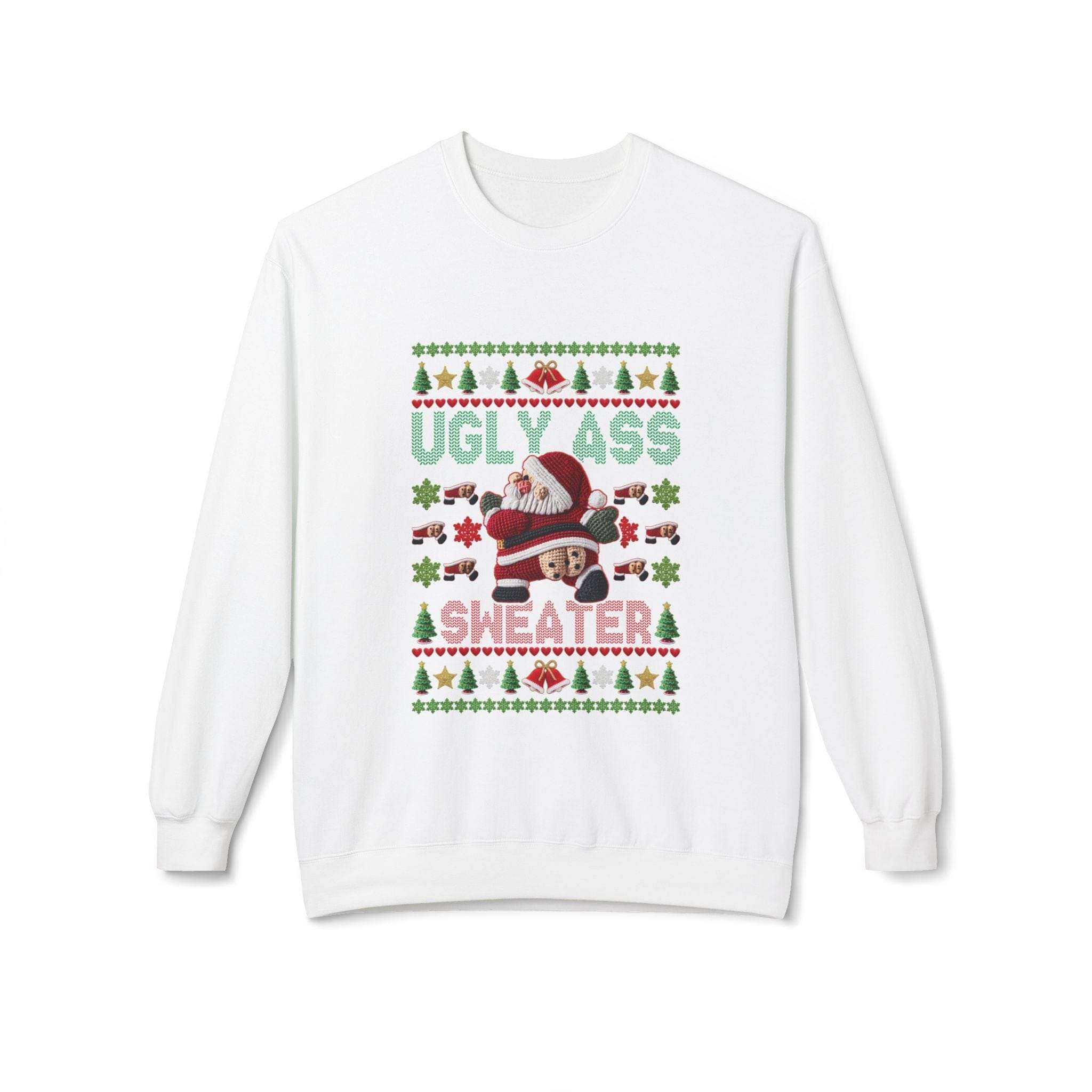 Charcoal Ugly Ass Christmas sweatshirt by Printify, featuring humorous festive design, perfect for holiday wear.