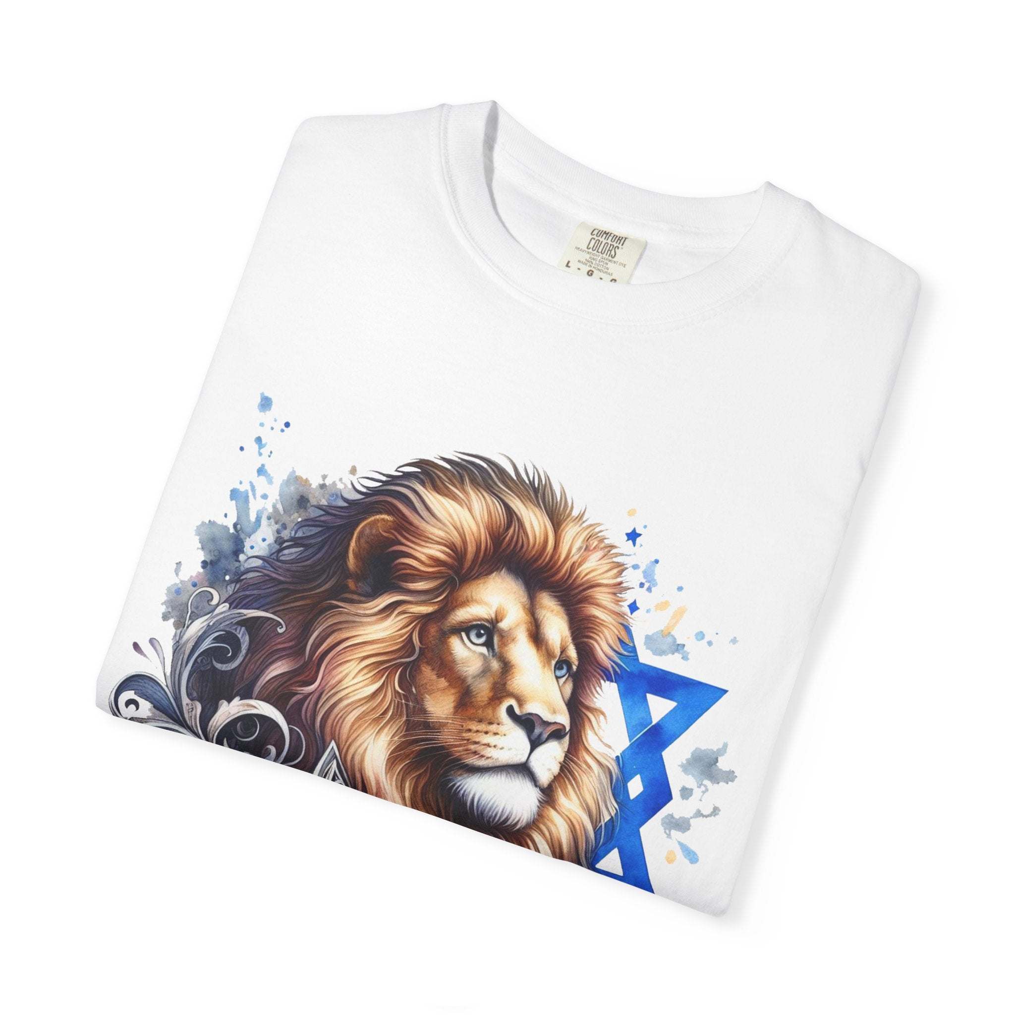 Lion of Judah T-Shirt with bold Jewish pride graphic on garment-dyed cotton tee