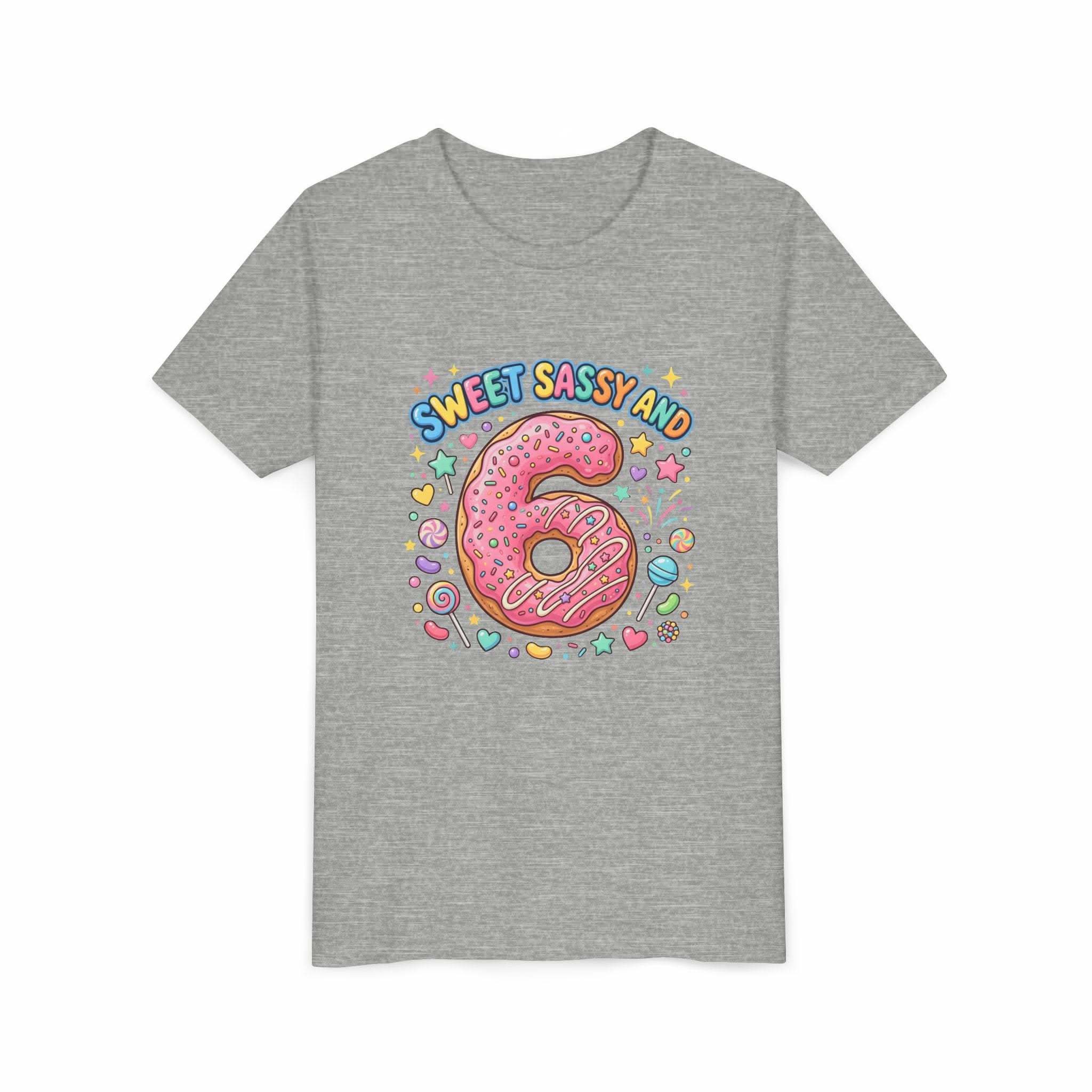 Sweet Sassy and 6 Youth Tee | Donut Number Six Birthday Shirt