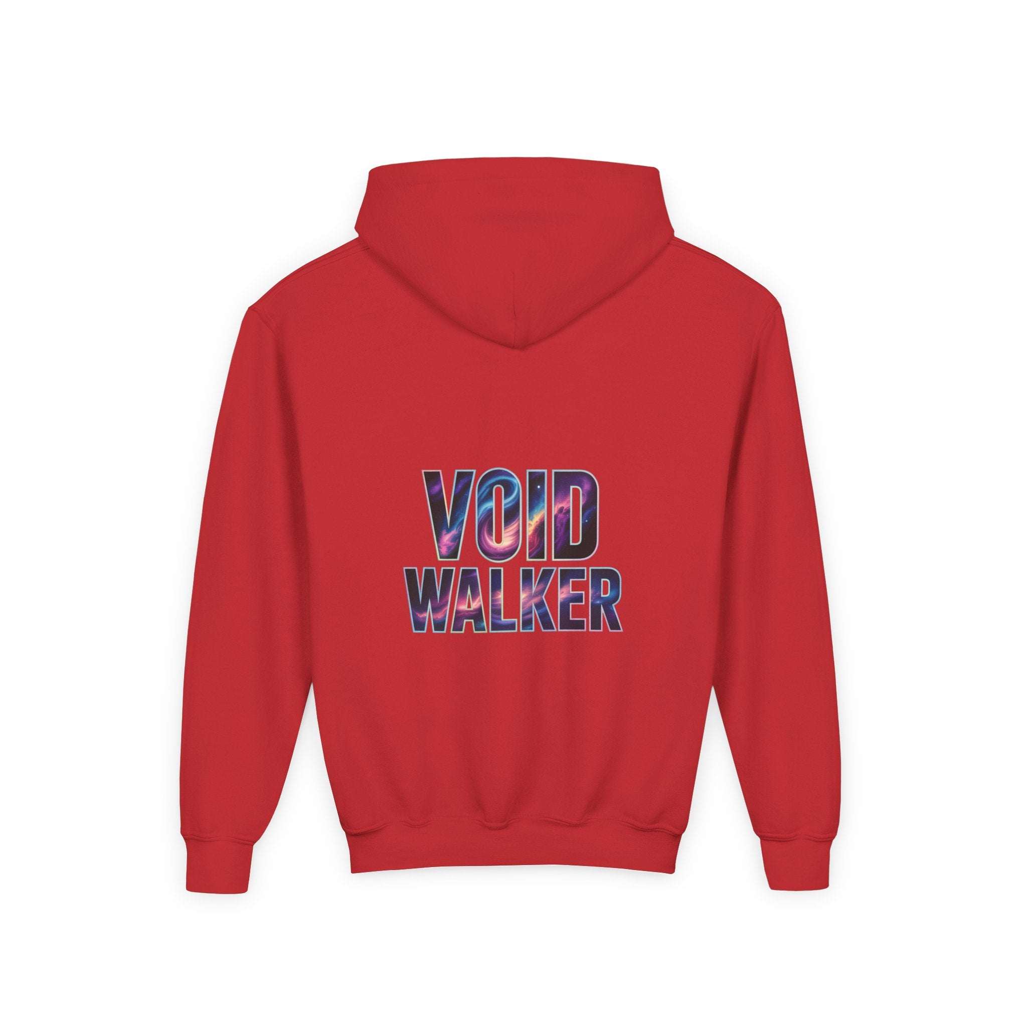 Red Galaxy Hoodie for kids with Void Walker galaxy print design on the back