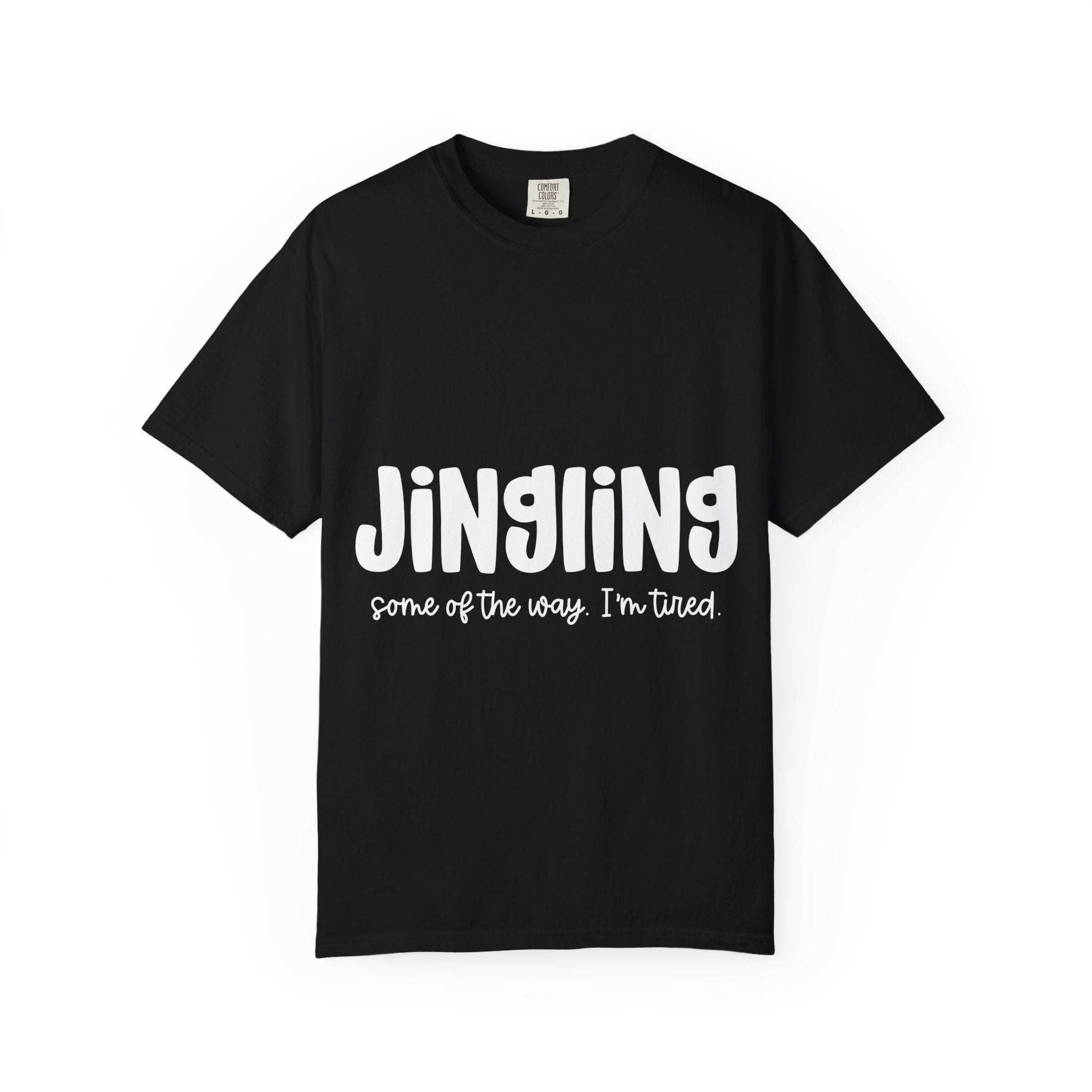 Red unisex t-shirt with humorous 'Some of the Way I’m Tired' text, brand Printify, casual holiday apparel