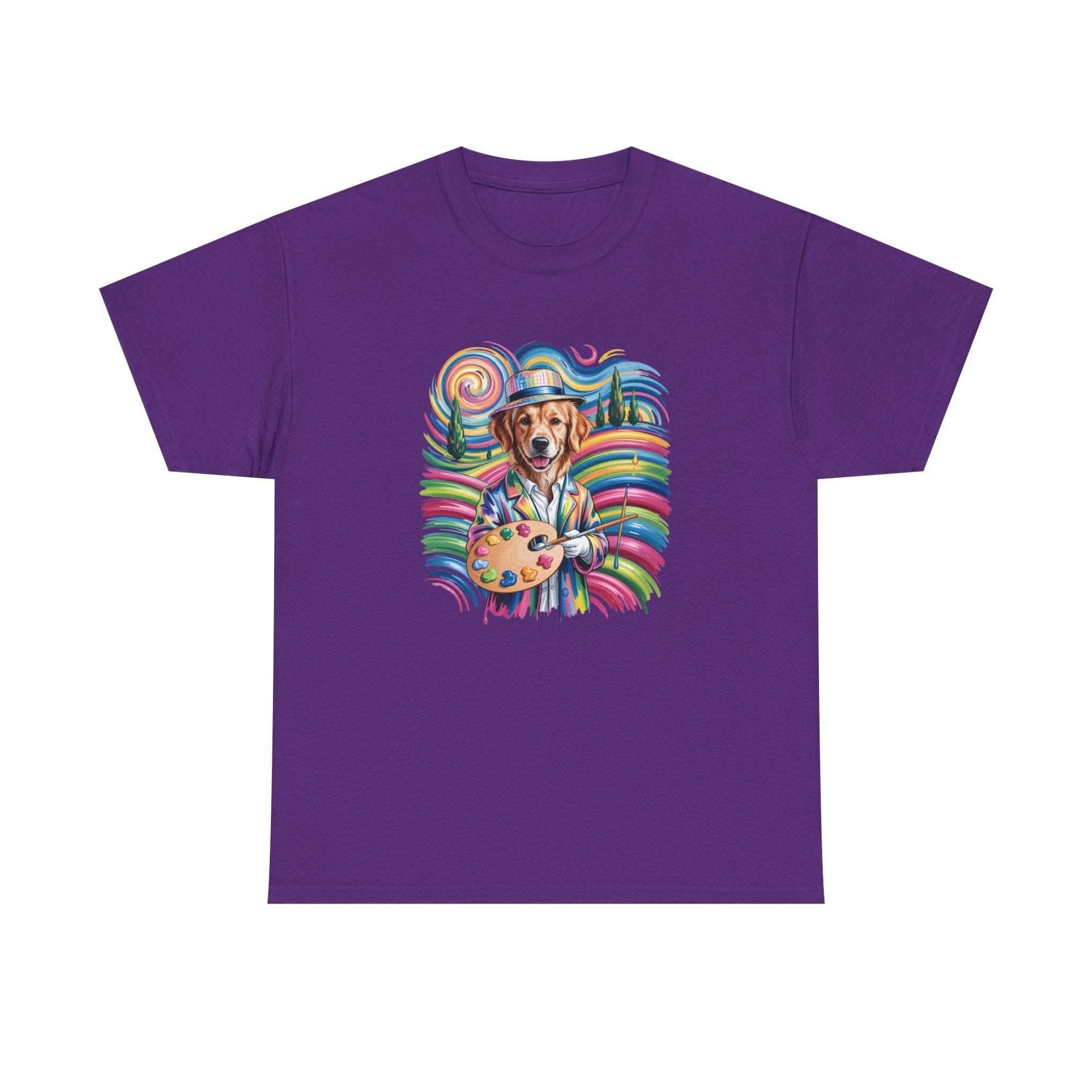 Colorful Artist Dog T-Shirt | Painter Palette, Rainbow Swirls