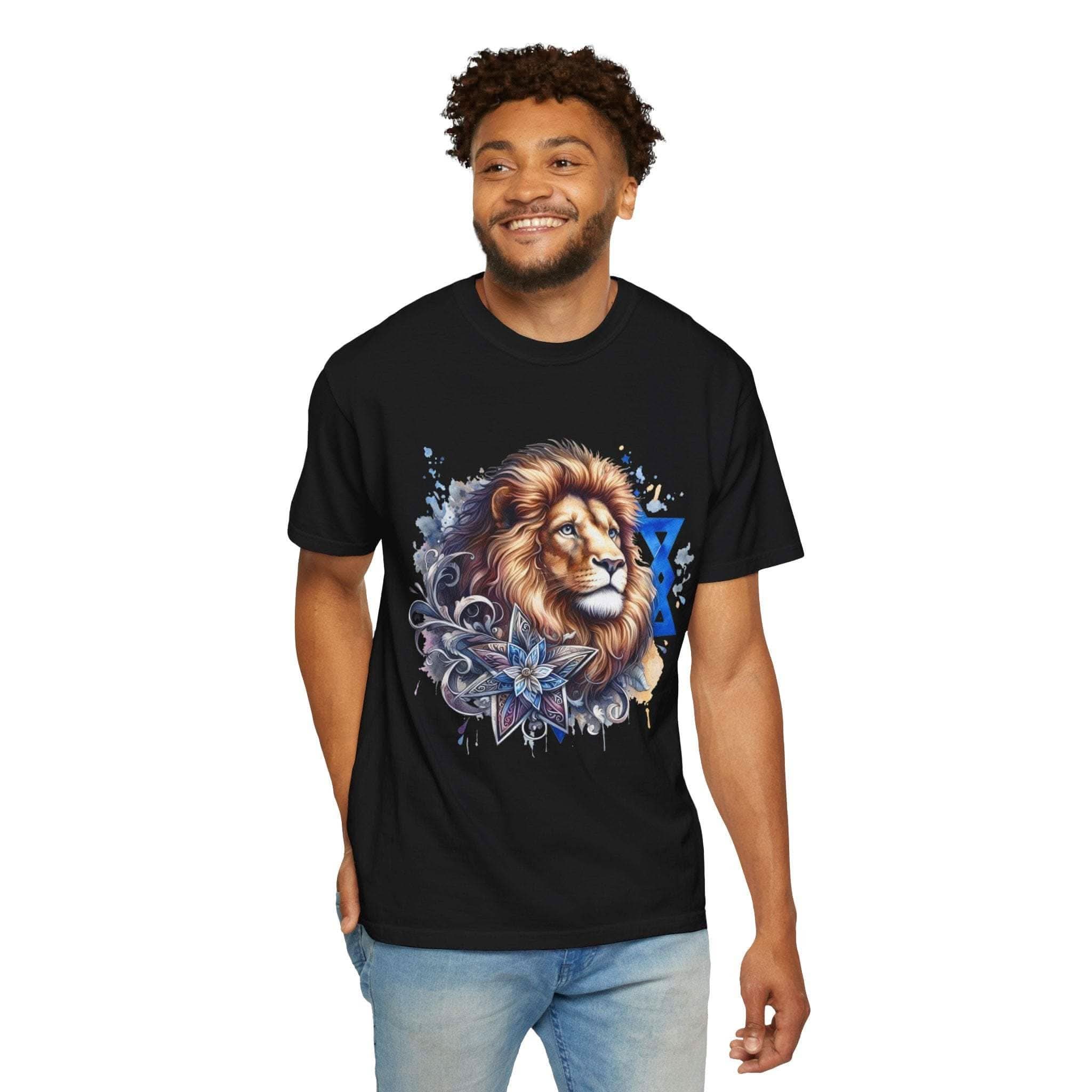 Lion of Judah T-Shirt with bold Jewish pride graphic on soft garment-dyed cotton tee