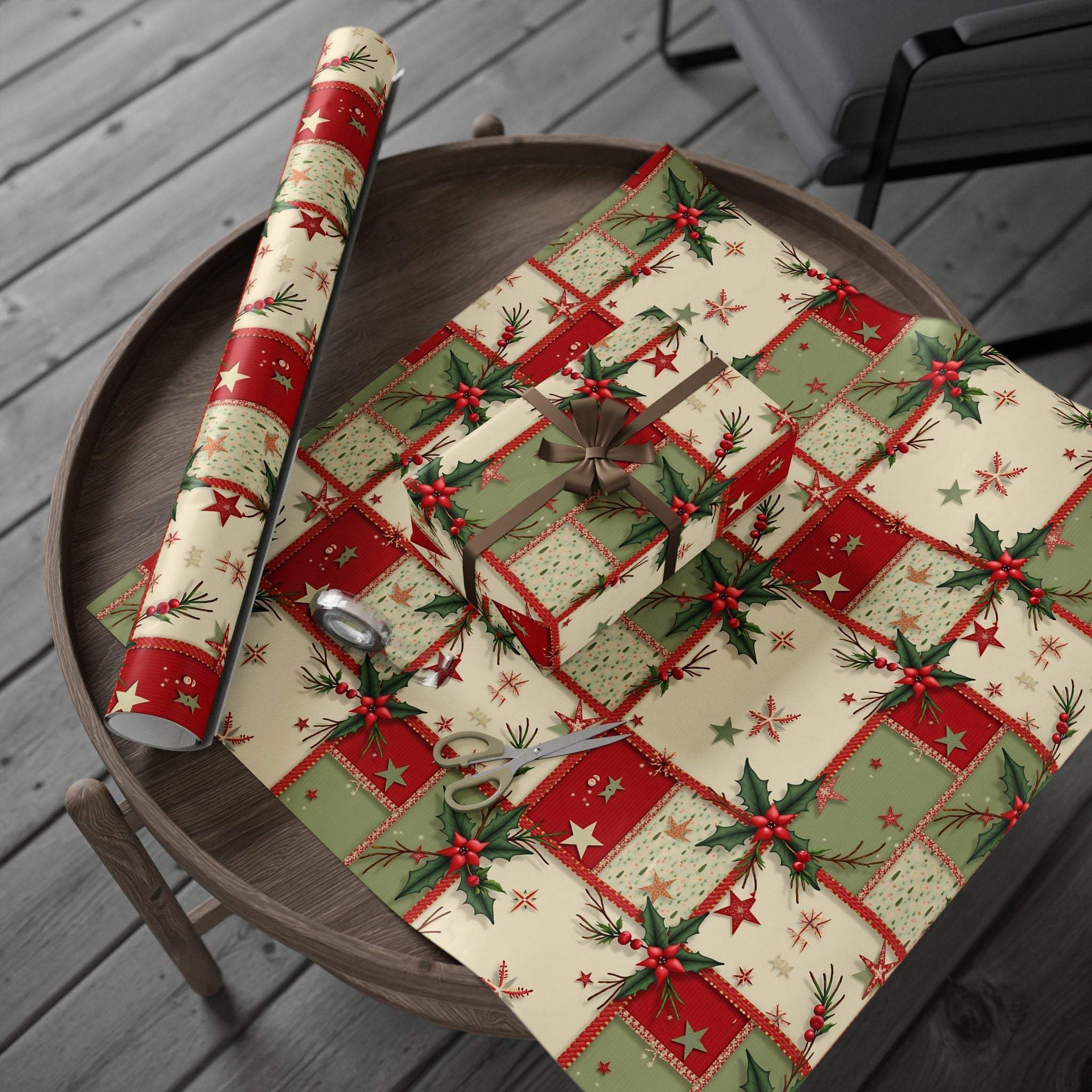 Vintage Christmas Stars wrapping paper with aged star motifs and retro-inspired palette