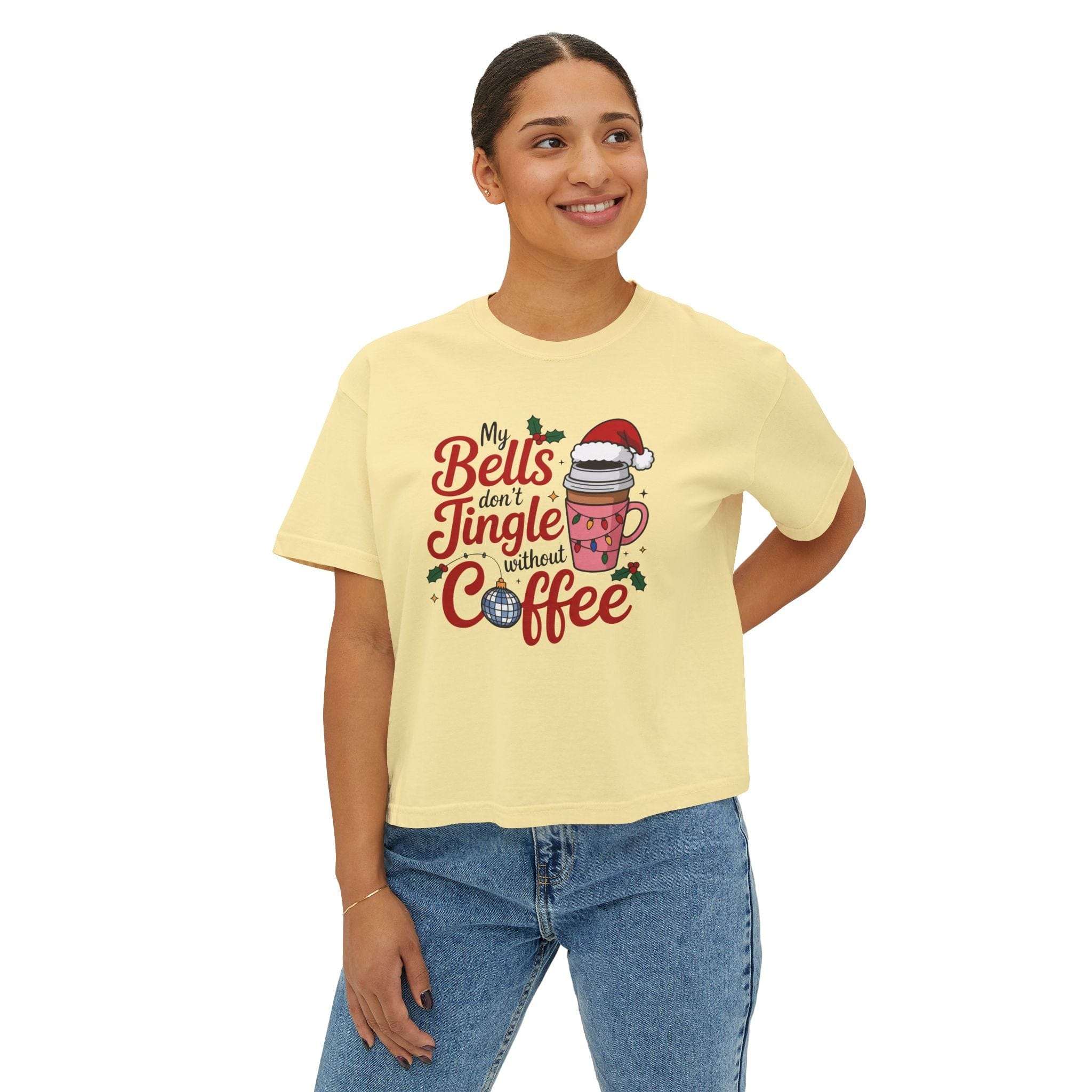 Women's Boxy Tee - My Bells Don't Jingle Without Coffee