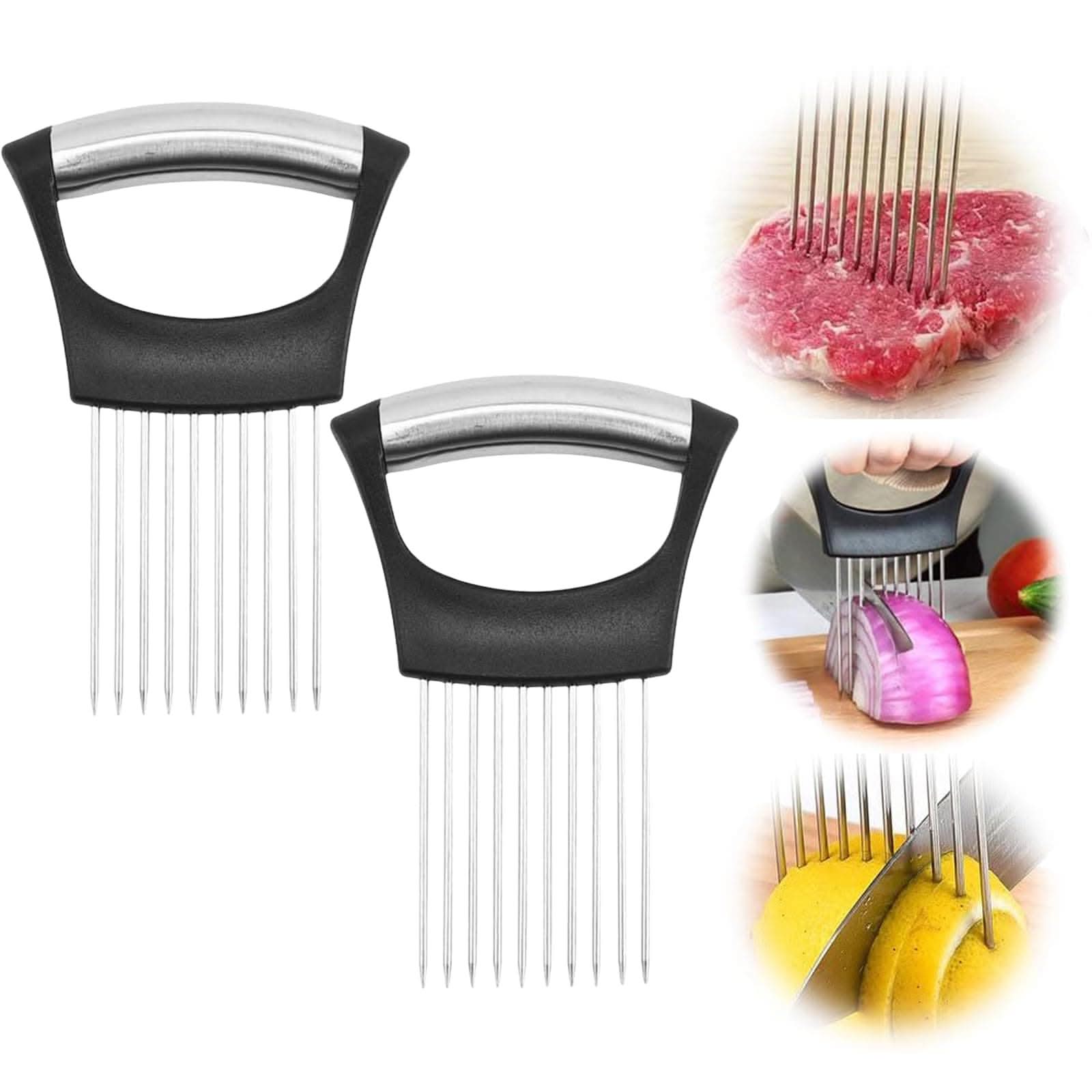 2-in-1 Veggie and Fruit Slicer with dual blades for slicing and dicing fruits and vegetables