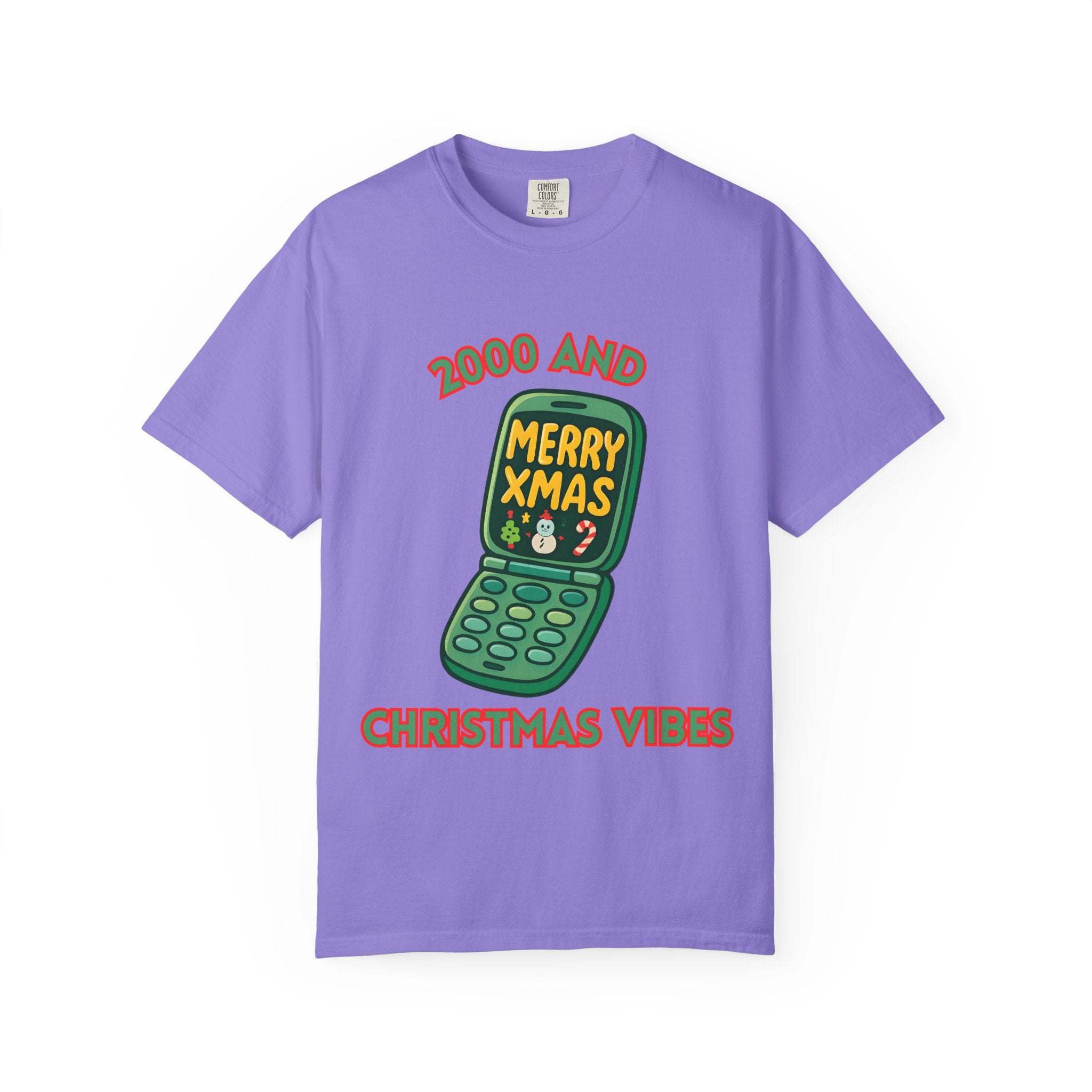 Retro 2000 Christmas T-shirt in black, featuring festive graphics, by Printify, perfect for holiday celebrations.