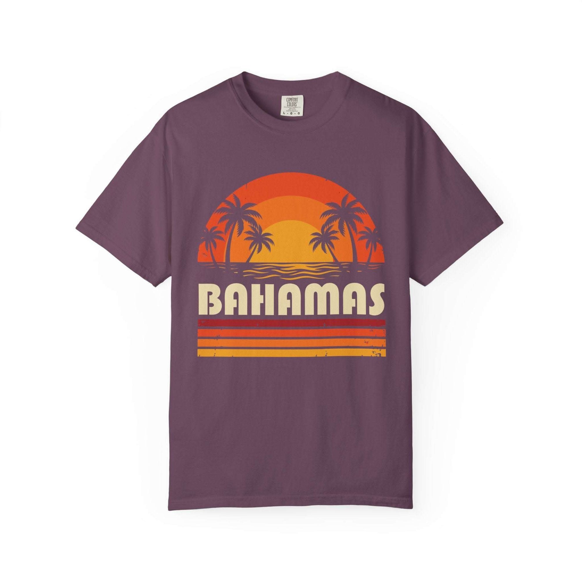 Bahamas Retro Sunset T-shirt | Palm Tree Beach Vacation Tee