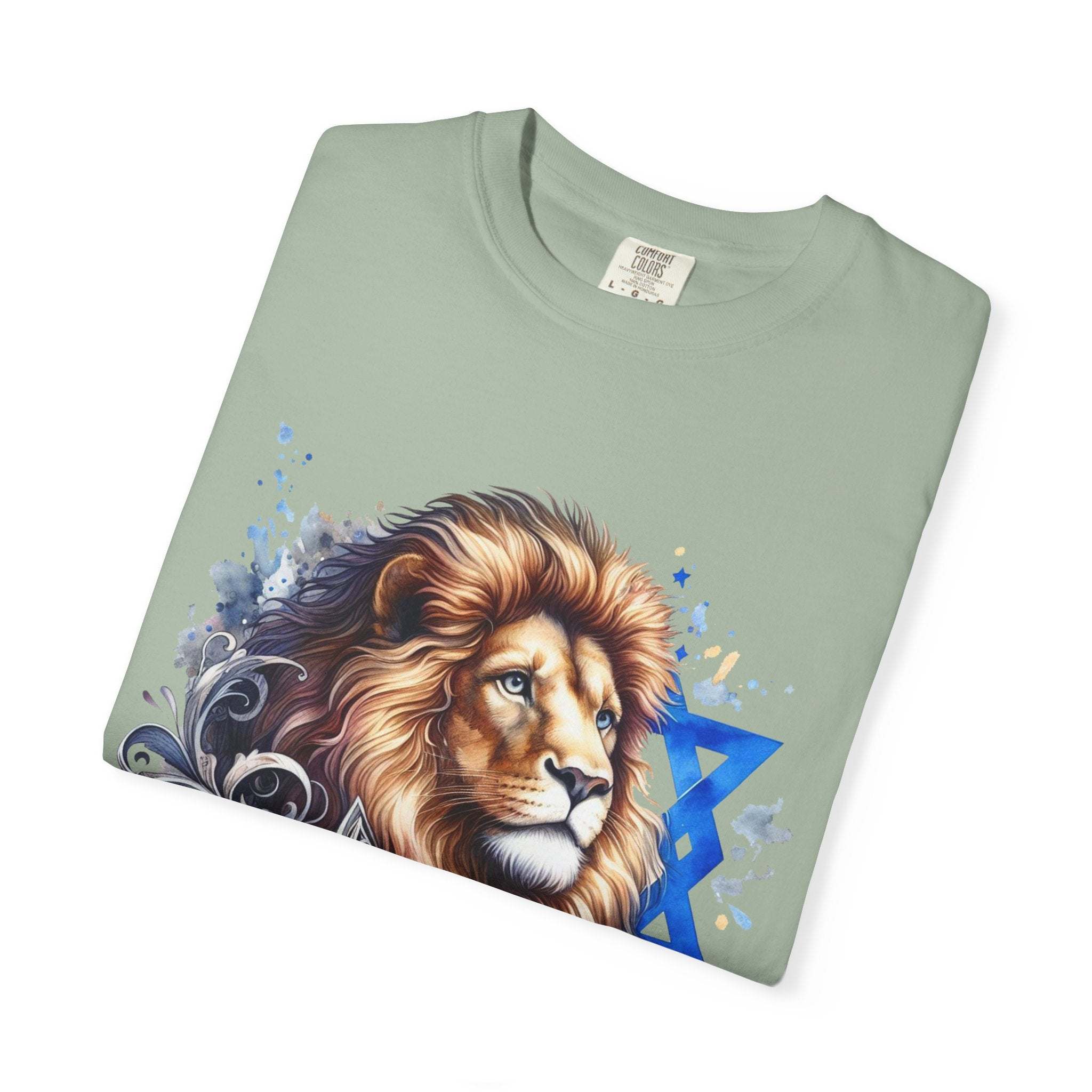 Lion of Judah T-Shirt with bold Jewish pride graphic on garment-dyed cotton tee