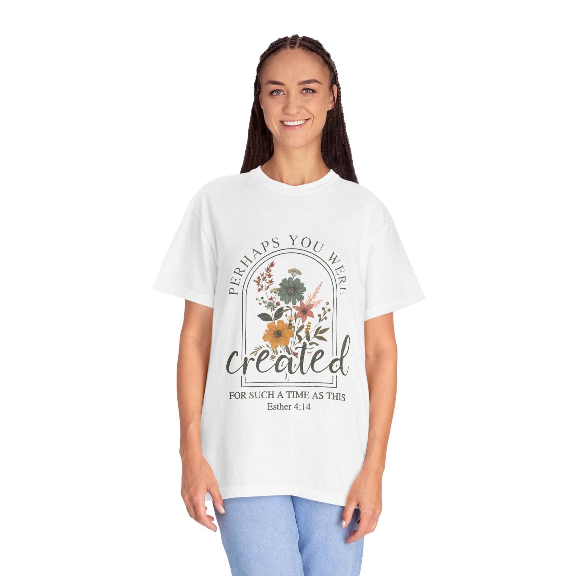 Created For Such A Time As This garment-dyed faith t-shirt in soft washed-in color with comfortable, midweight cotton fabric