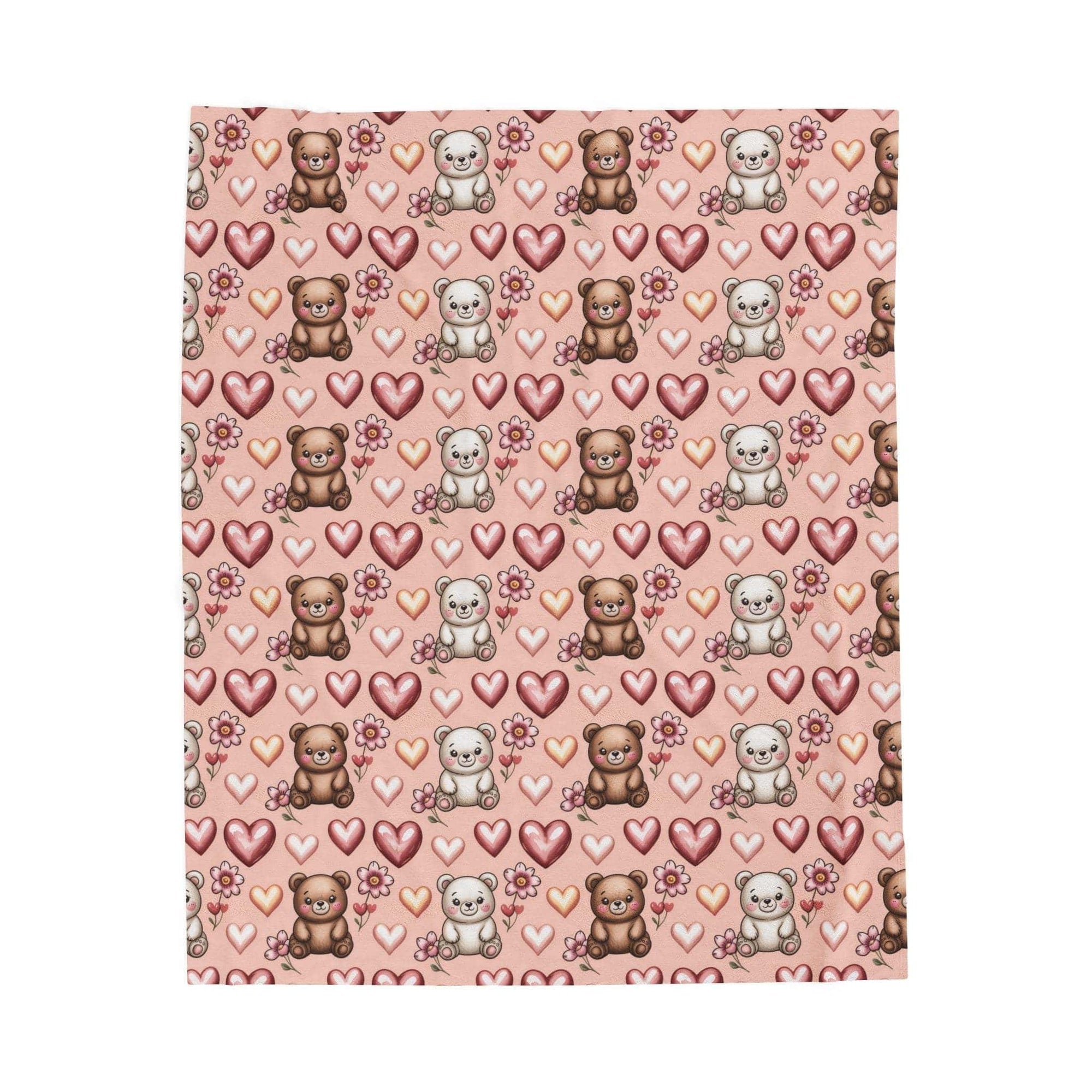 Kawaii Milk and Mocha Bears plush blanket with cute sleepy bear duo in pastel tones