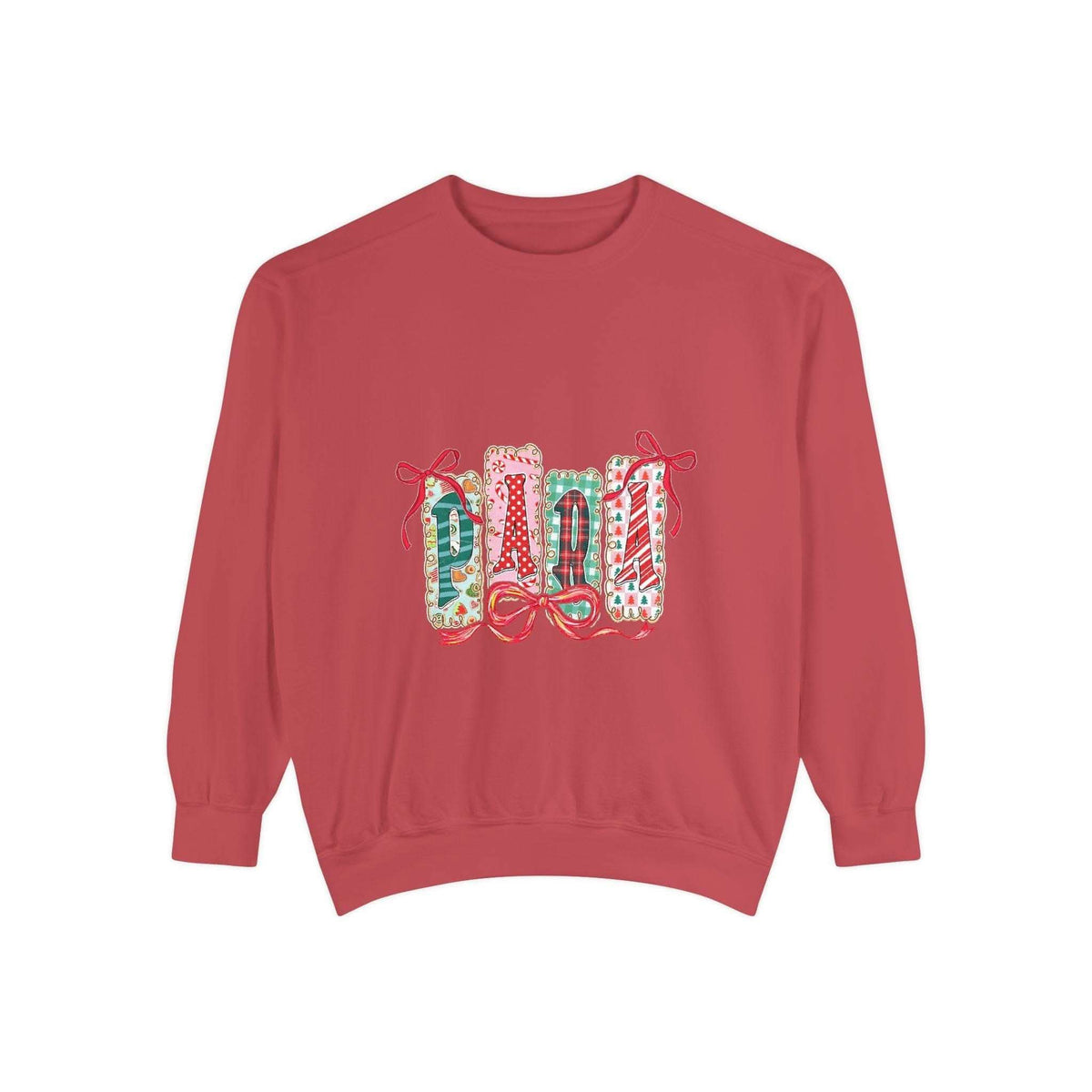 Cozy preppy Christmas sweatshirt in butter color, featuring festive design, perfect holiday gift for educators.