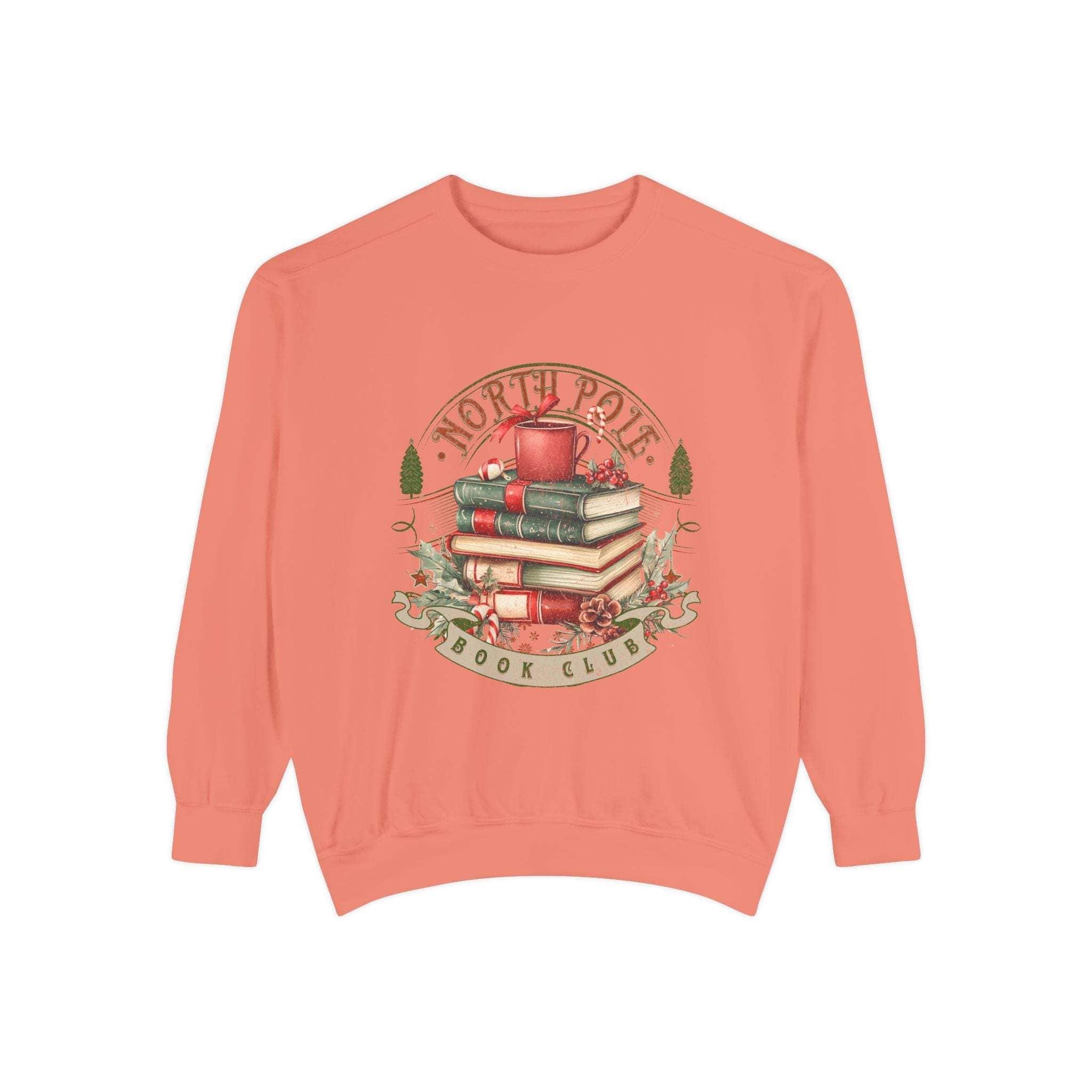 Vintage North Pole Book Club sweatshirt with cozy holiday design and soft cotton blend fabric