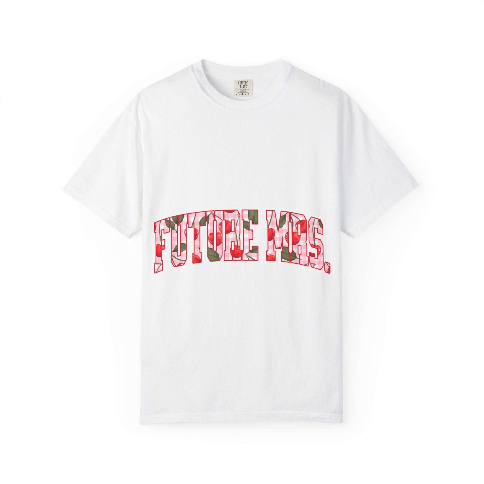 Future Mrs Cherry T-Shirt soft bridal tee with playful design and relaxed fit