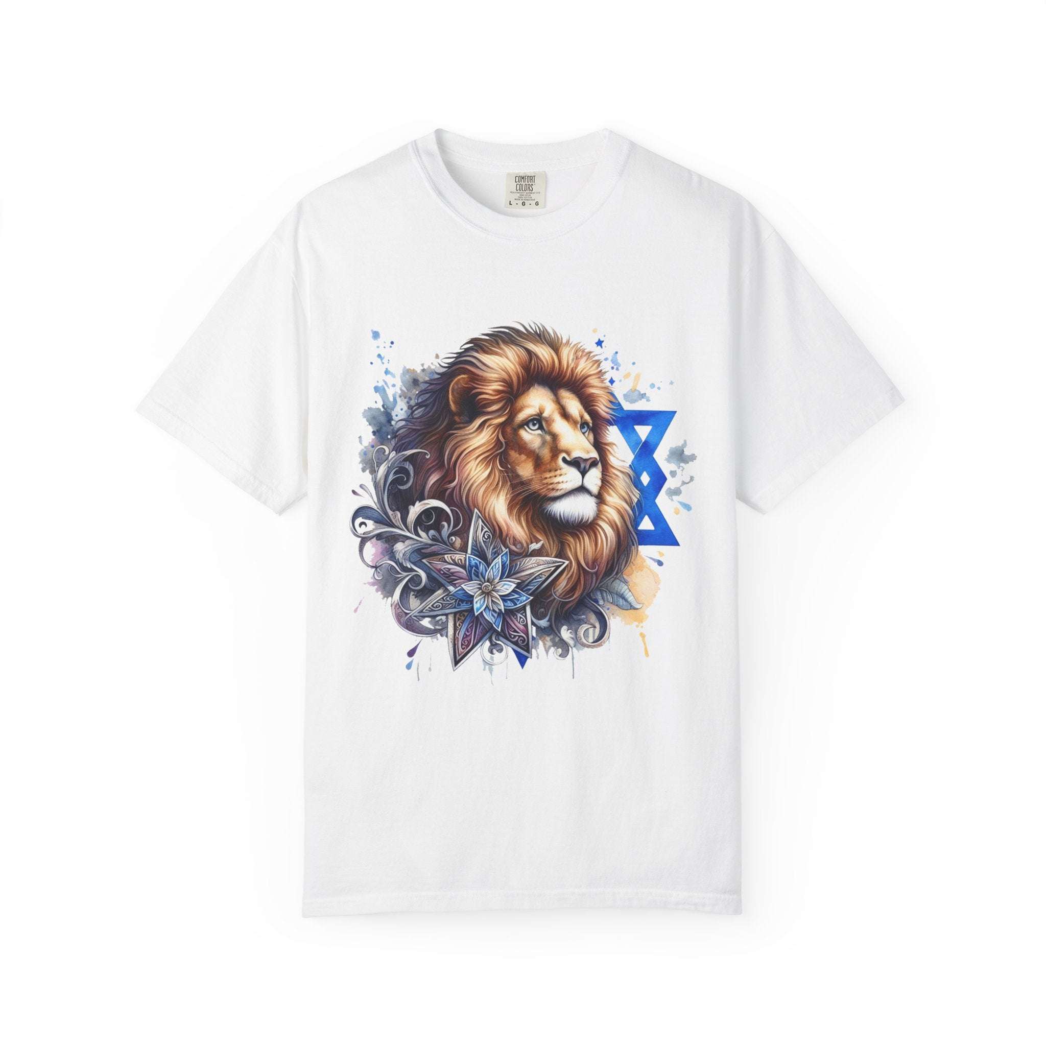 Lion of Judah T-Shirt with bold Jewish pride graphic on garment-dyed cotton tee