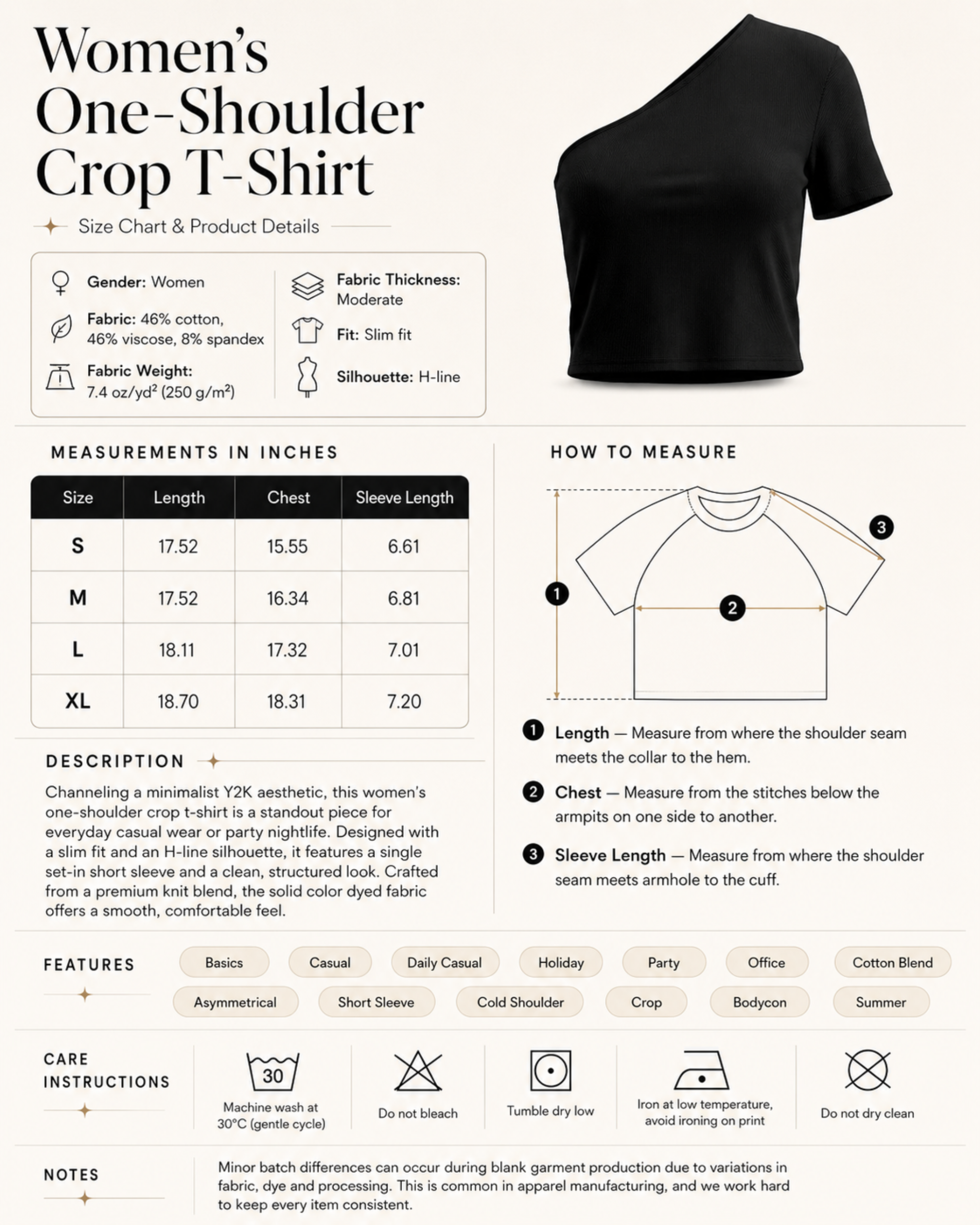 Women's One-Shoulder Crop T-Shirt