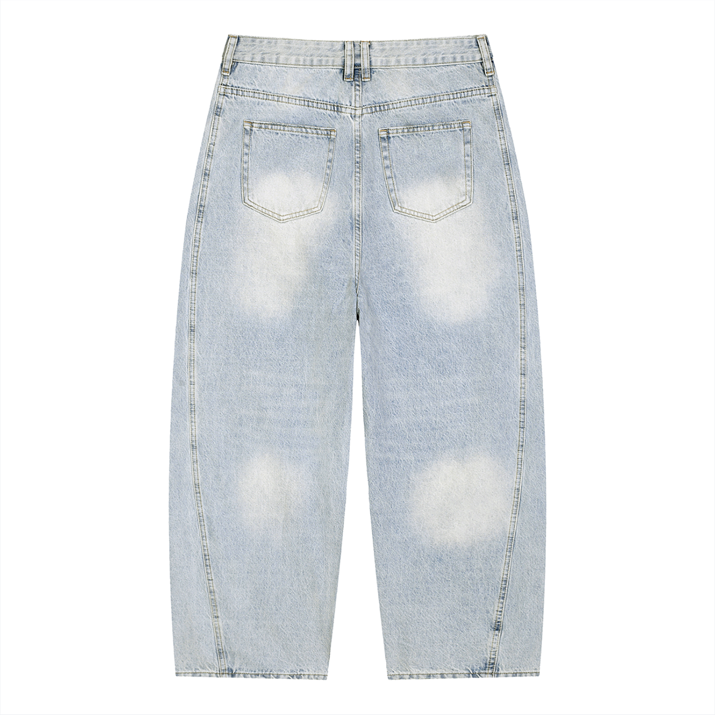 Men's Vintage Wash Sunfade Barrel Leg Jeans with frayed details and relaxed fit