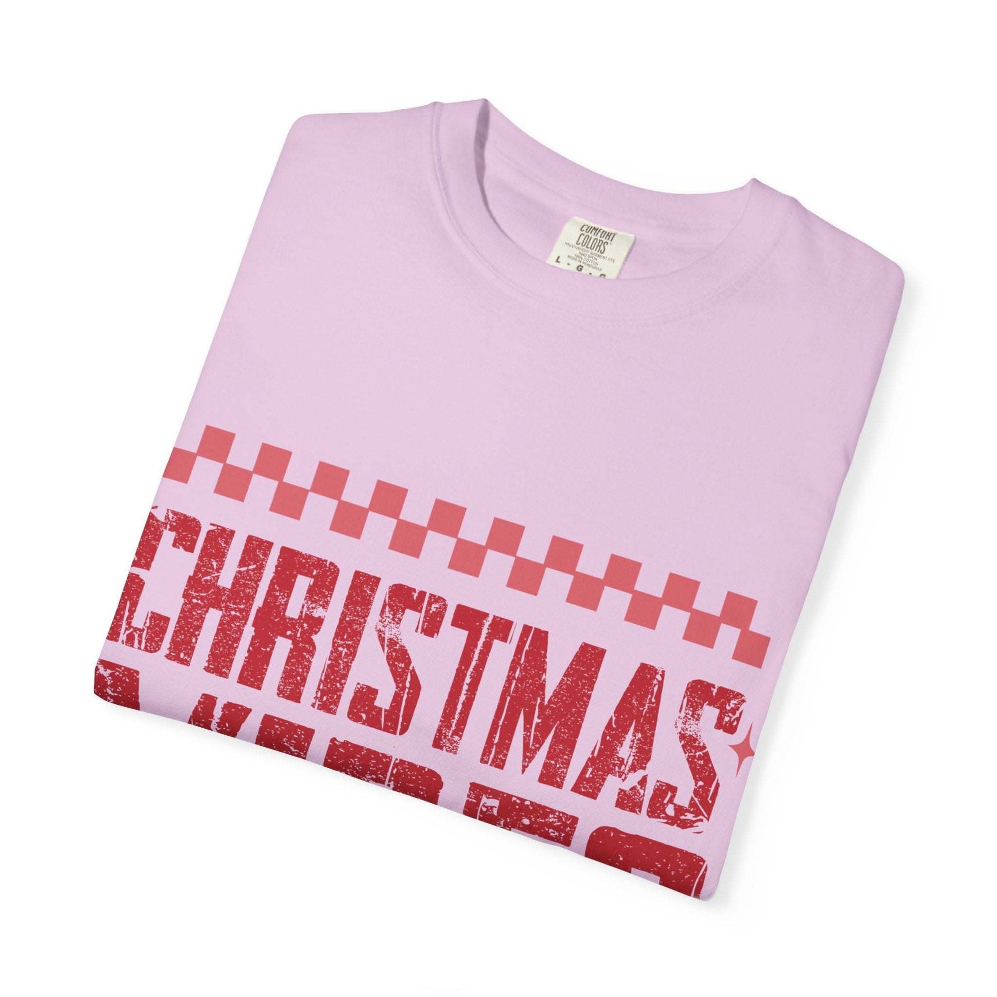Distressed Christmas Vibes T-Shirt with faded holiday graphics and garment-dyed vintage style