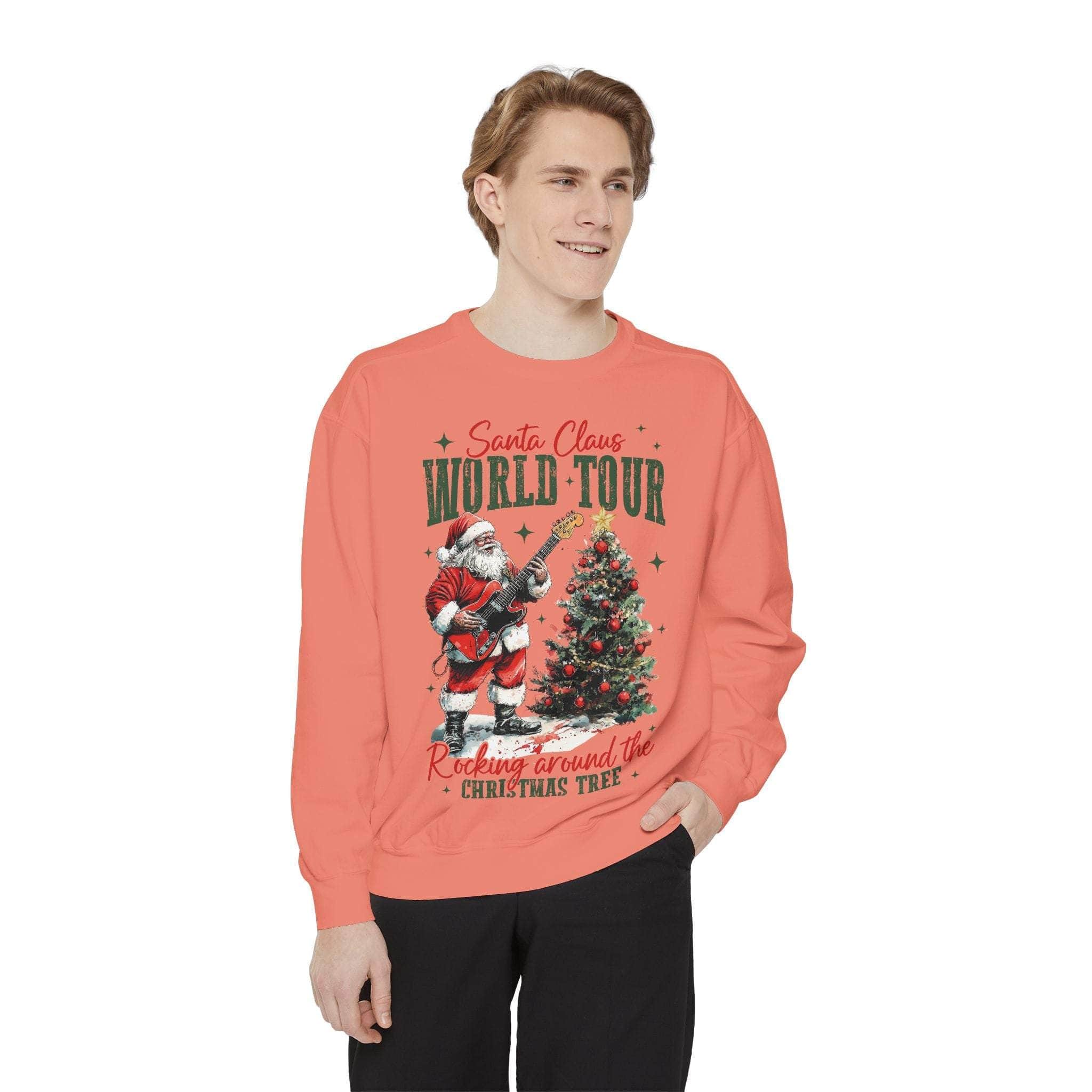 Rocking Santa Sweatshirt - Festive Holiday Christmas Apparel, cozy tee