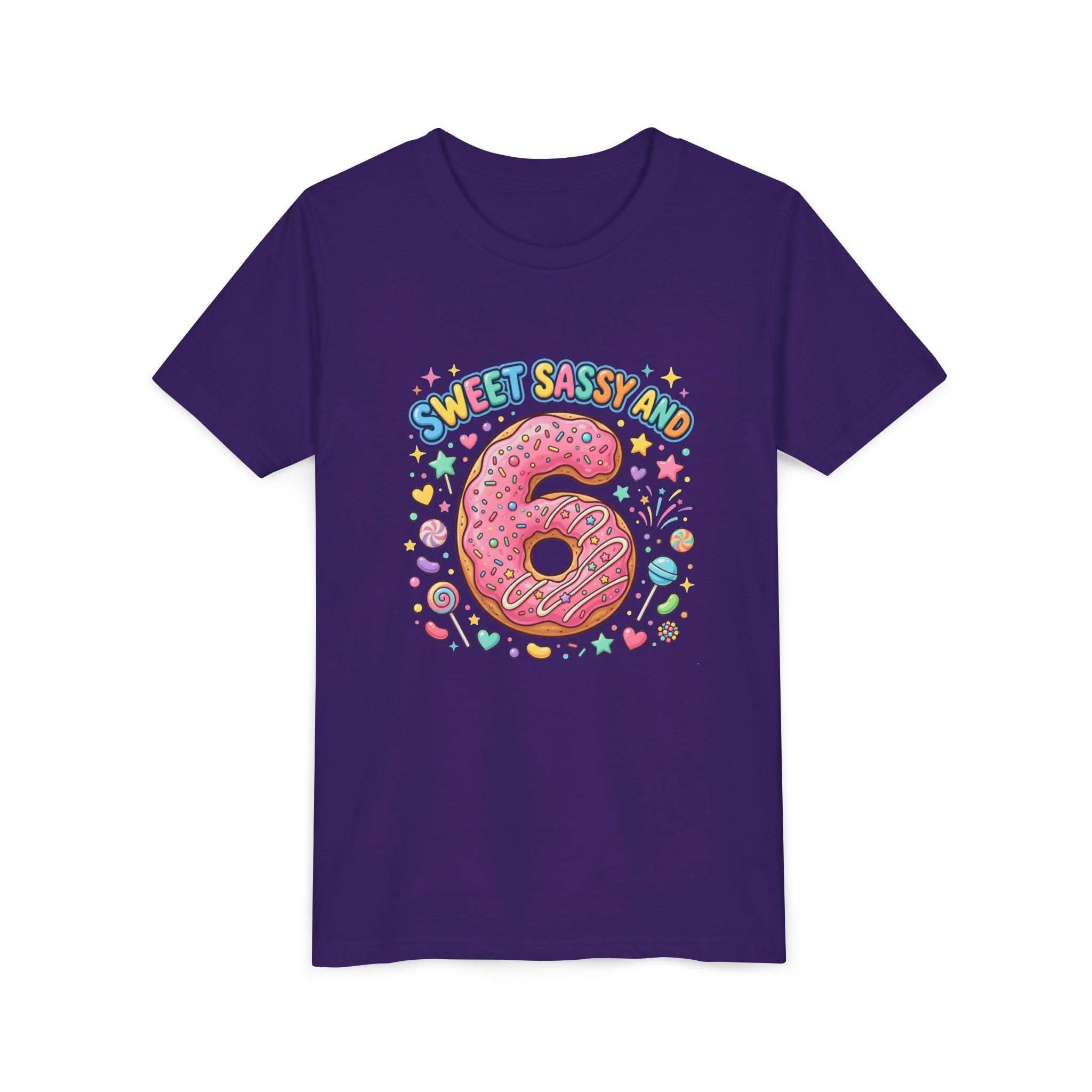 Sweet Sassy and 6 Youth Tee | Donut Number Six Birthday Shirt