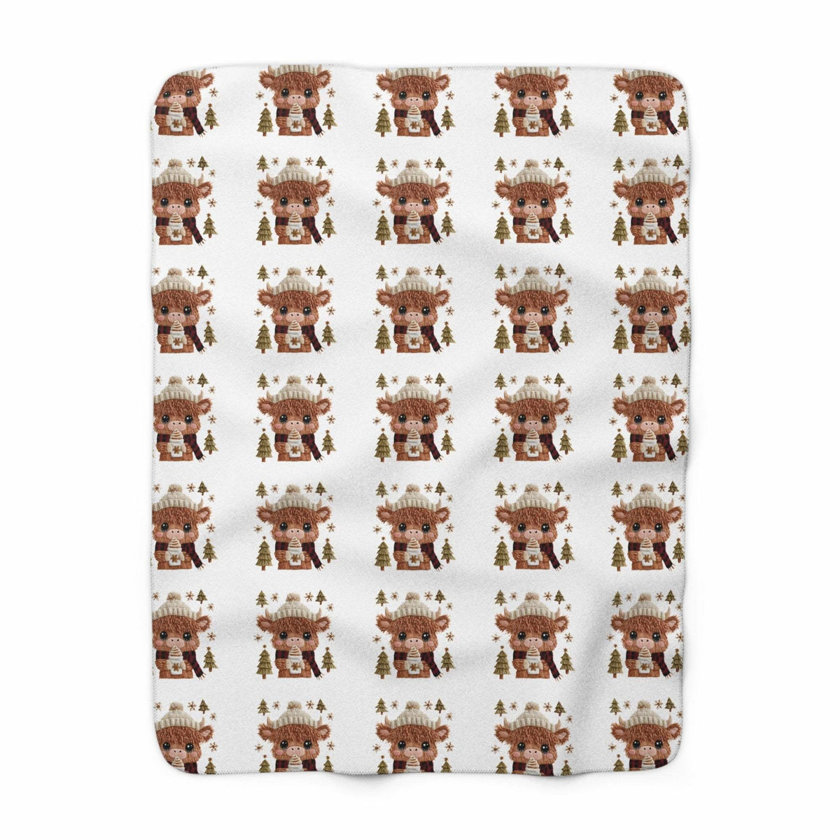 Highland cow Sherpa Blanket with plush fleece and rustic design for cozy warmth