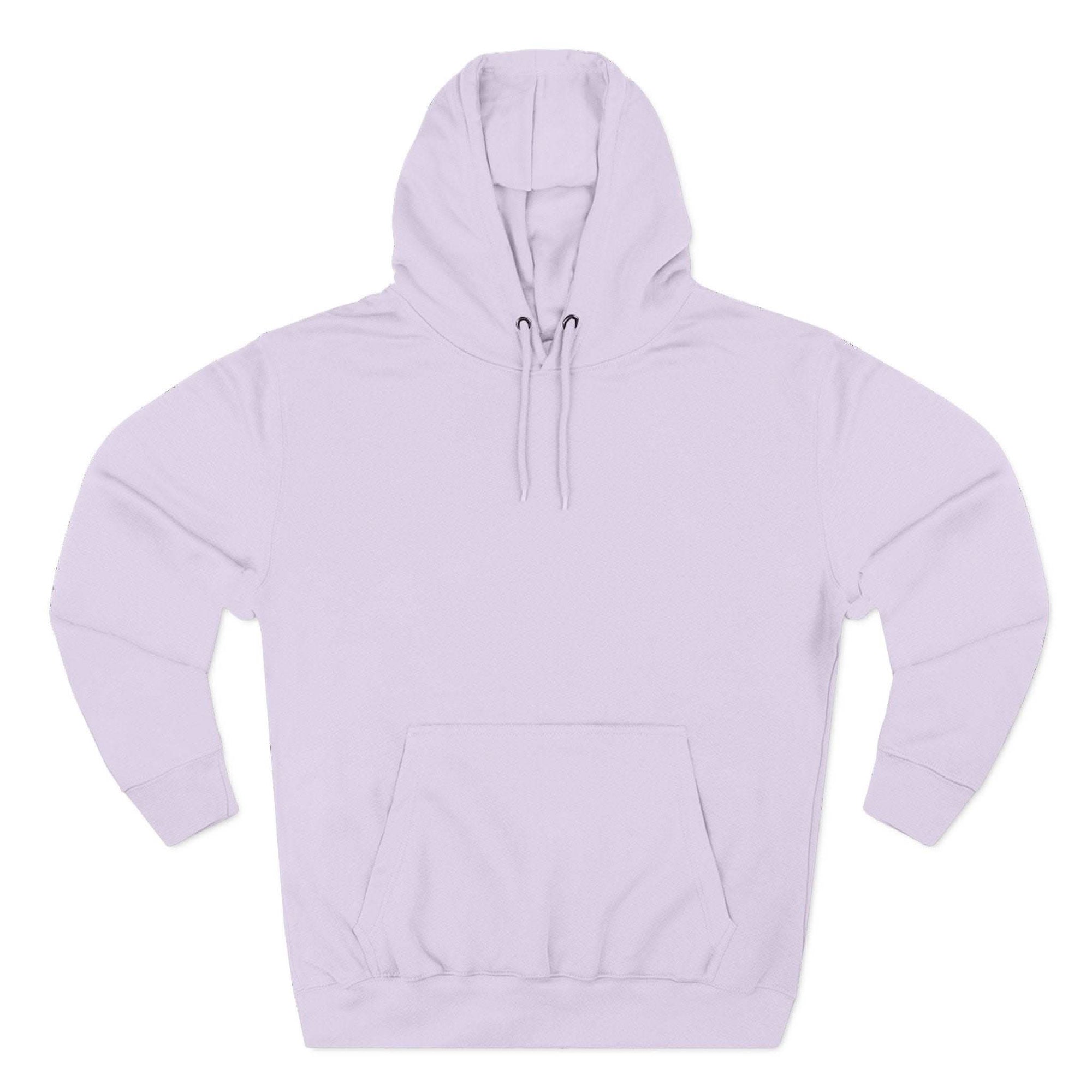 Light pink fleece hoodie with adjustable hood and kangaroo pocket for winter comfort