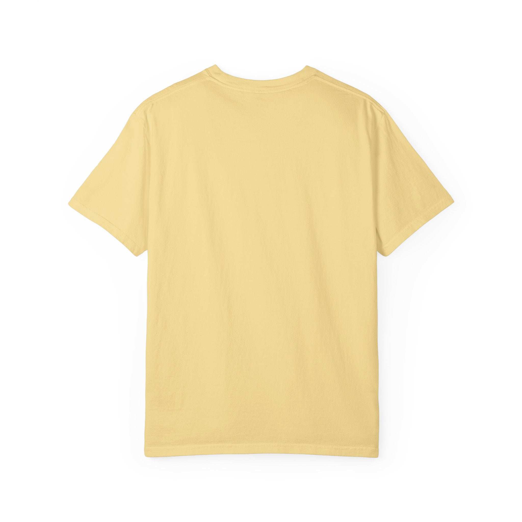 Vintage unisex t-shirt in light yellow, plain back, soft garment-dyed cotton fabric