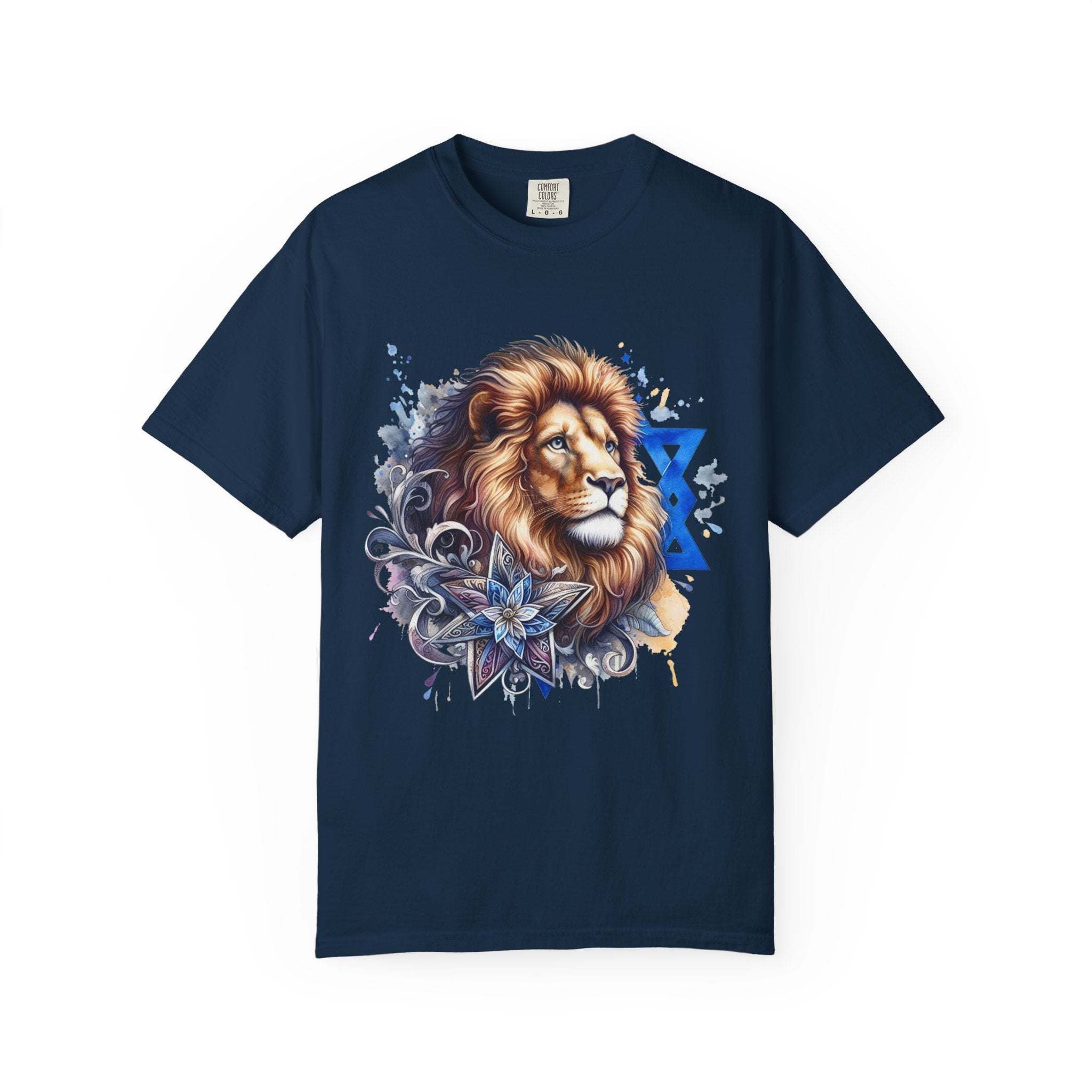 Lion of Judah T-Shirt with bold Jewish pride graphic on garment-dyed cotton tee