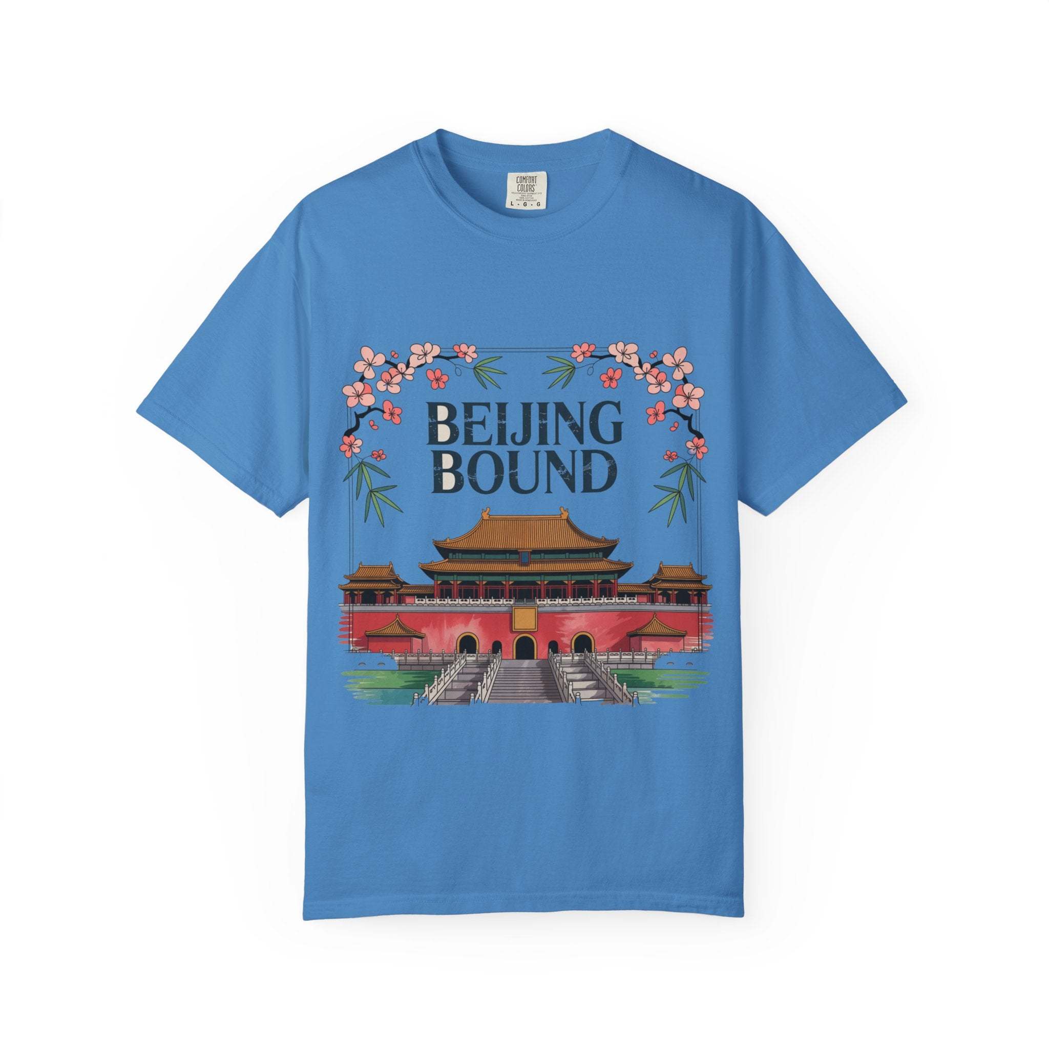 White Travel T-shirt for Beijing adventures by Printify, featuring a casual style and soft cotton material.